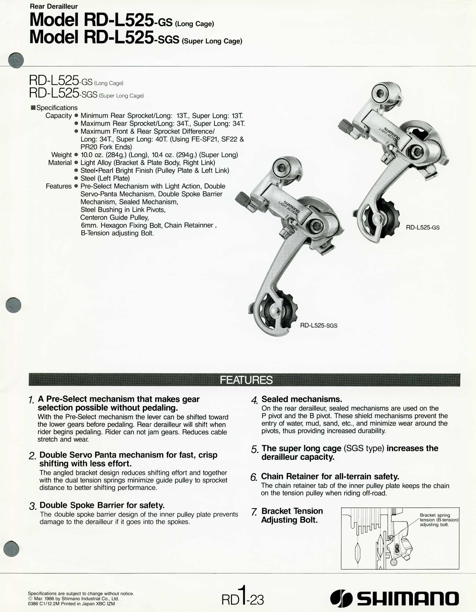 Shimano Bicycle Parts - 1986 scan 07 main image