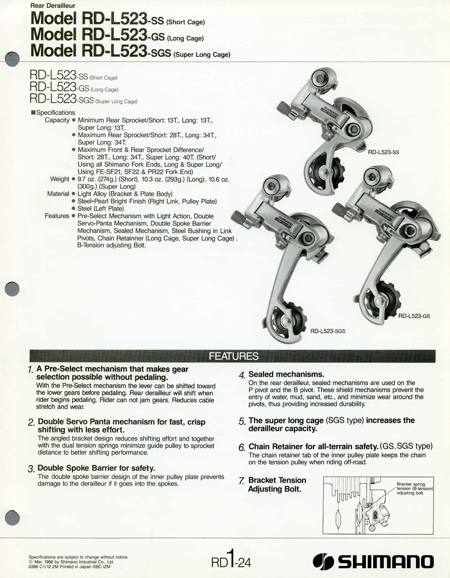 Shimano Bicycle Parts - 1986 scan 09 main image