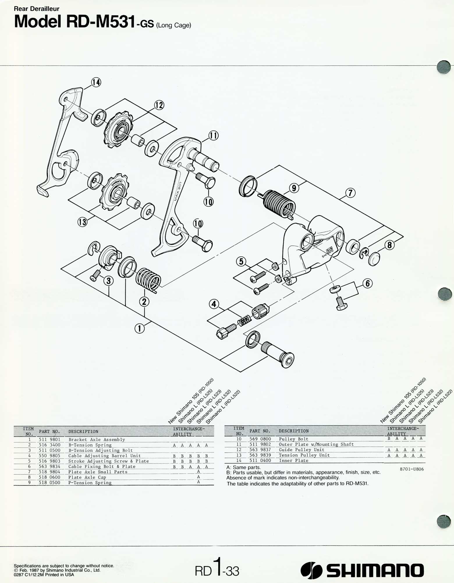 Shimano Bicycle Parts - 1987 scan 14 main image