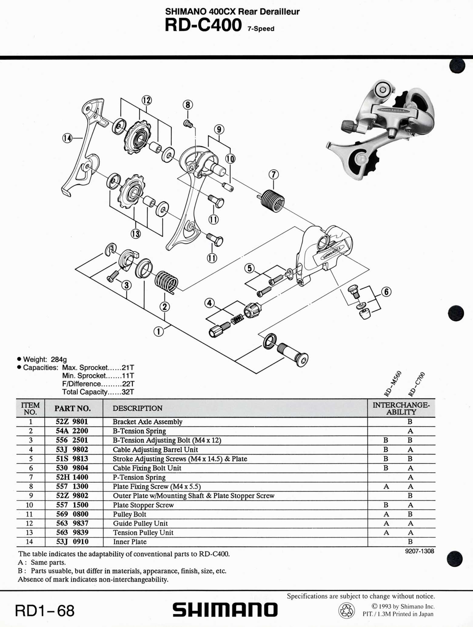 Shimano Bicycle Parts - 1993 scan 10 main image