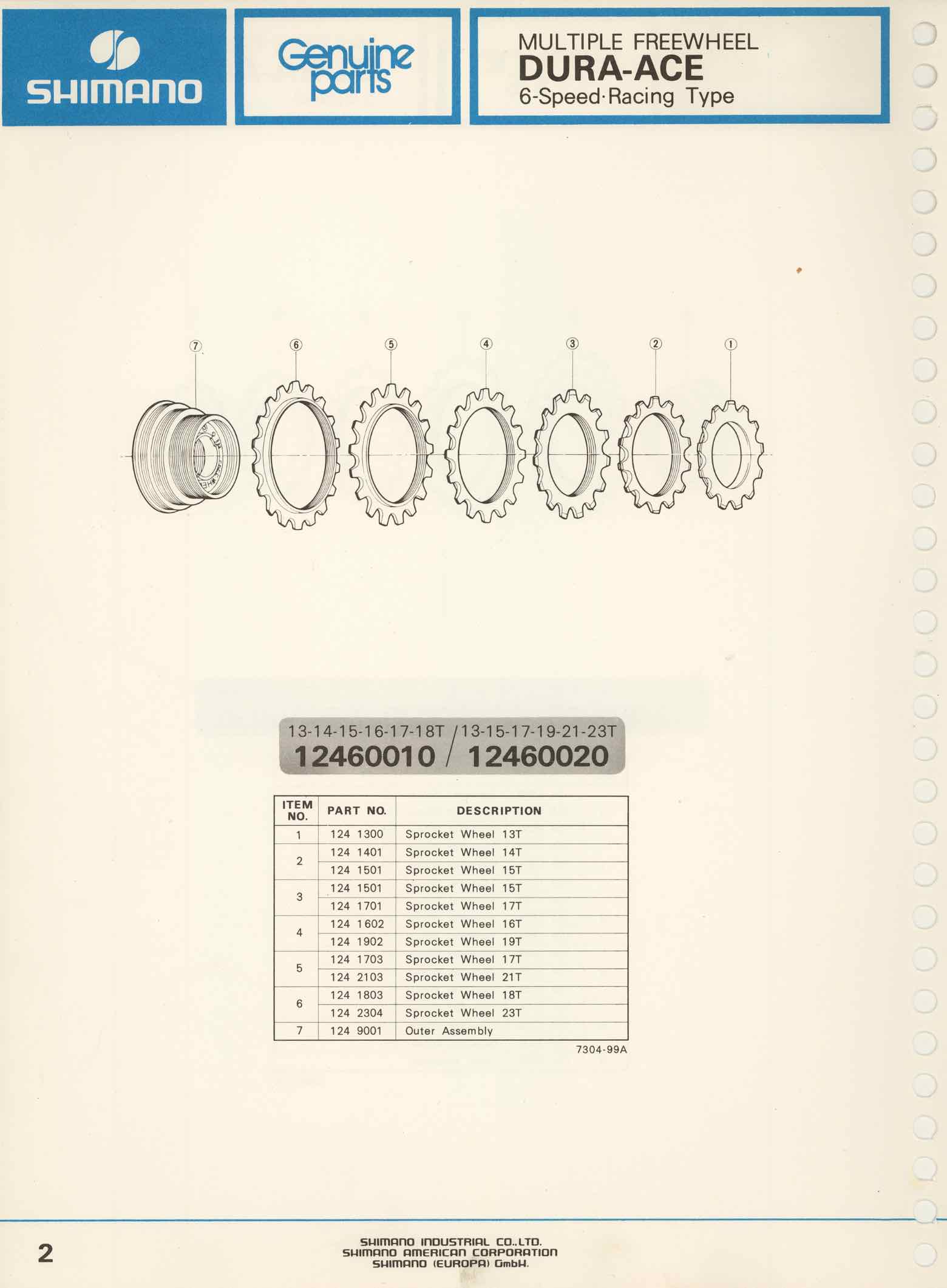 Shimano Bicycle Parts Catalog - 1973 page 2 main image