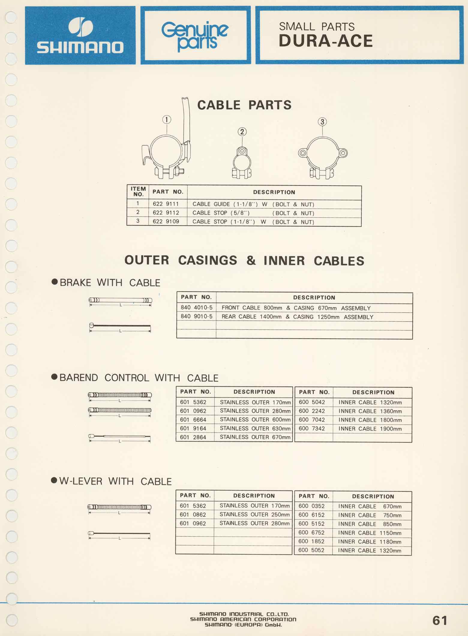 Shimano Bicycle Parts Catalog - 1973 page 61 main image