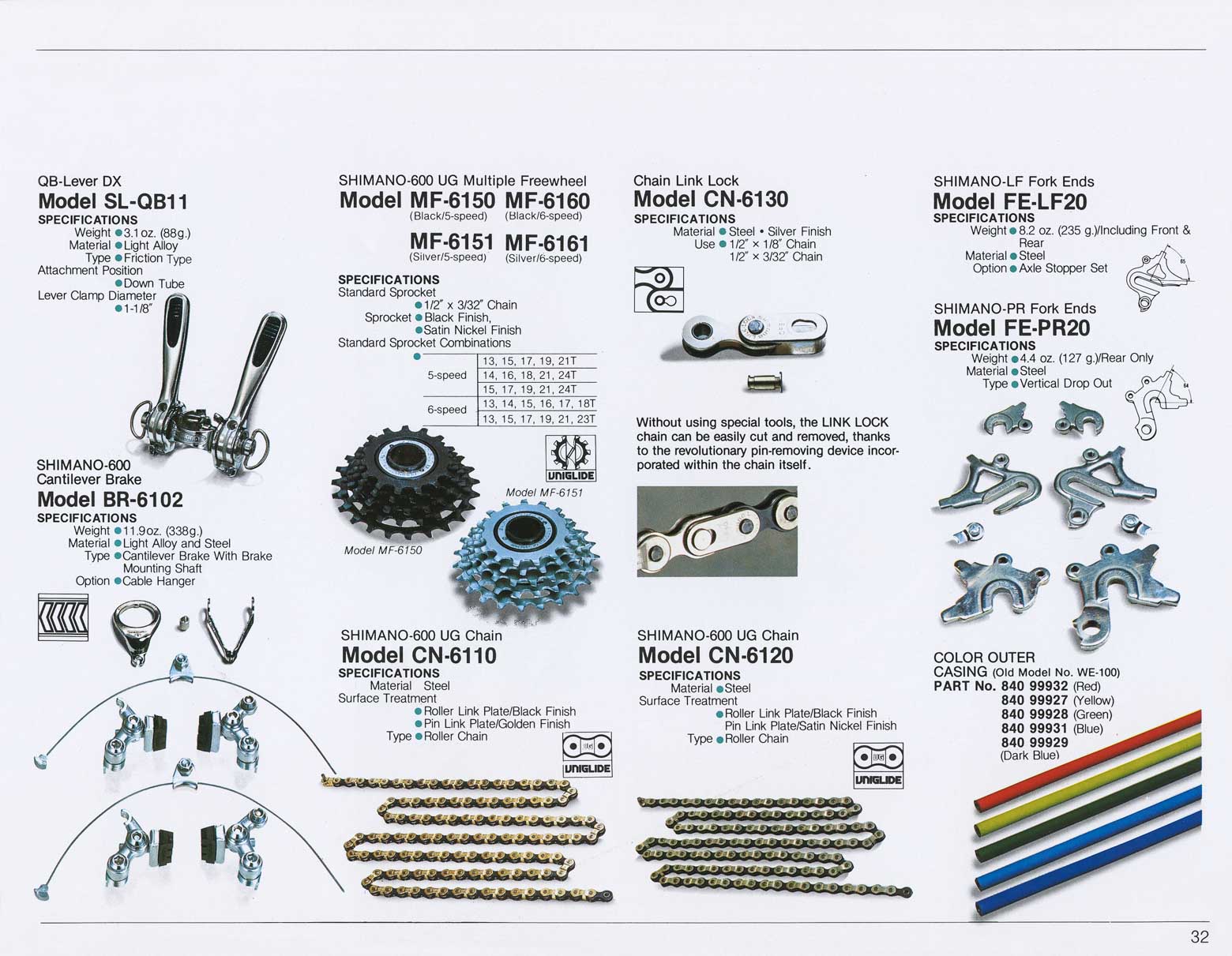 Shimano Bicycle System Components 1981 page 32 main image