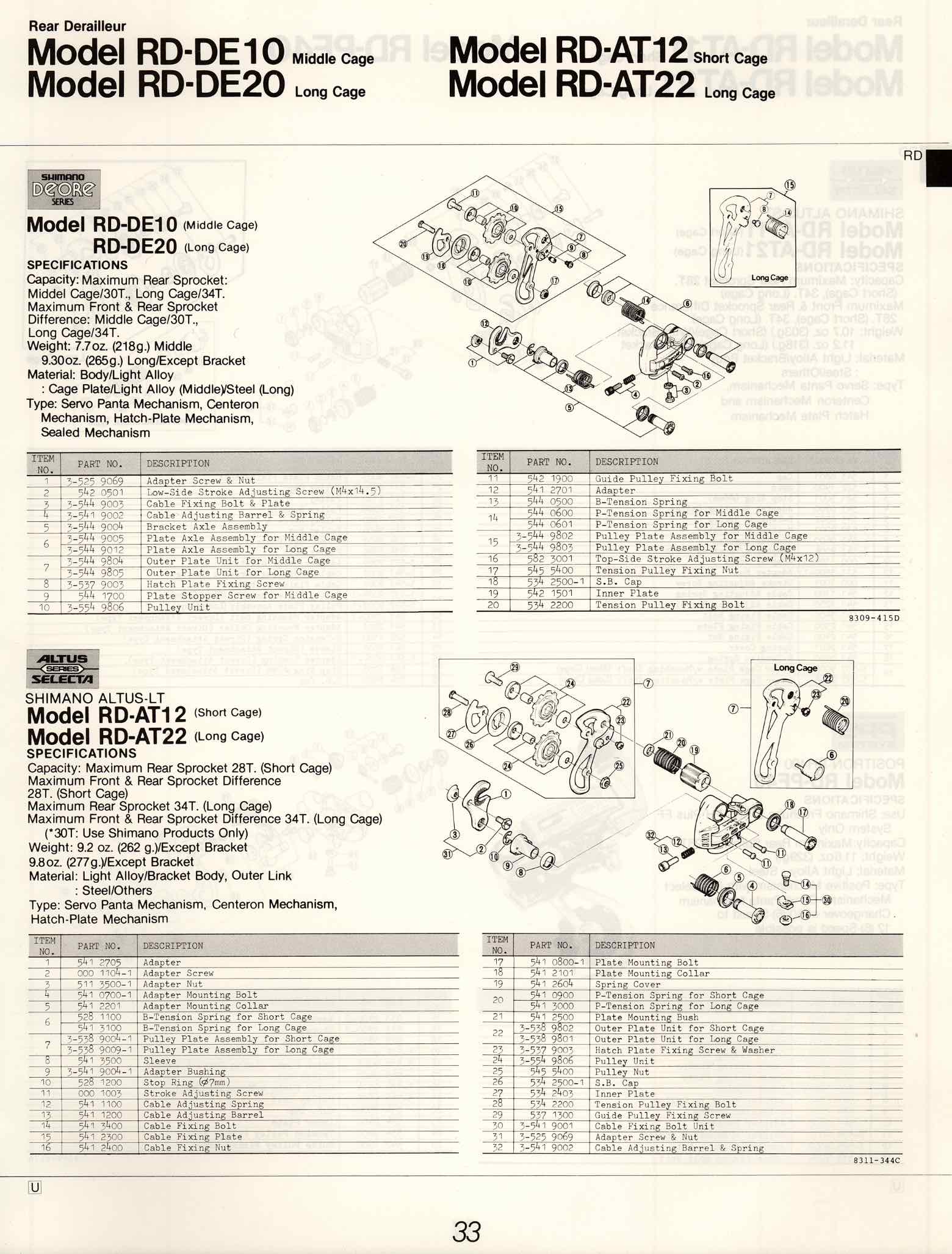 Shimano Bicycle System Components (1984) page 33 main image
