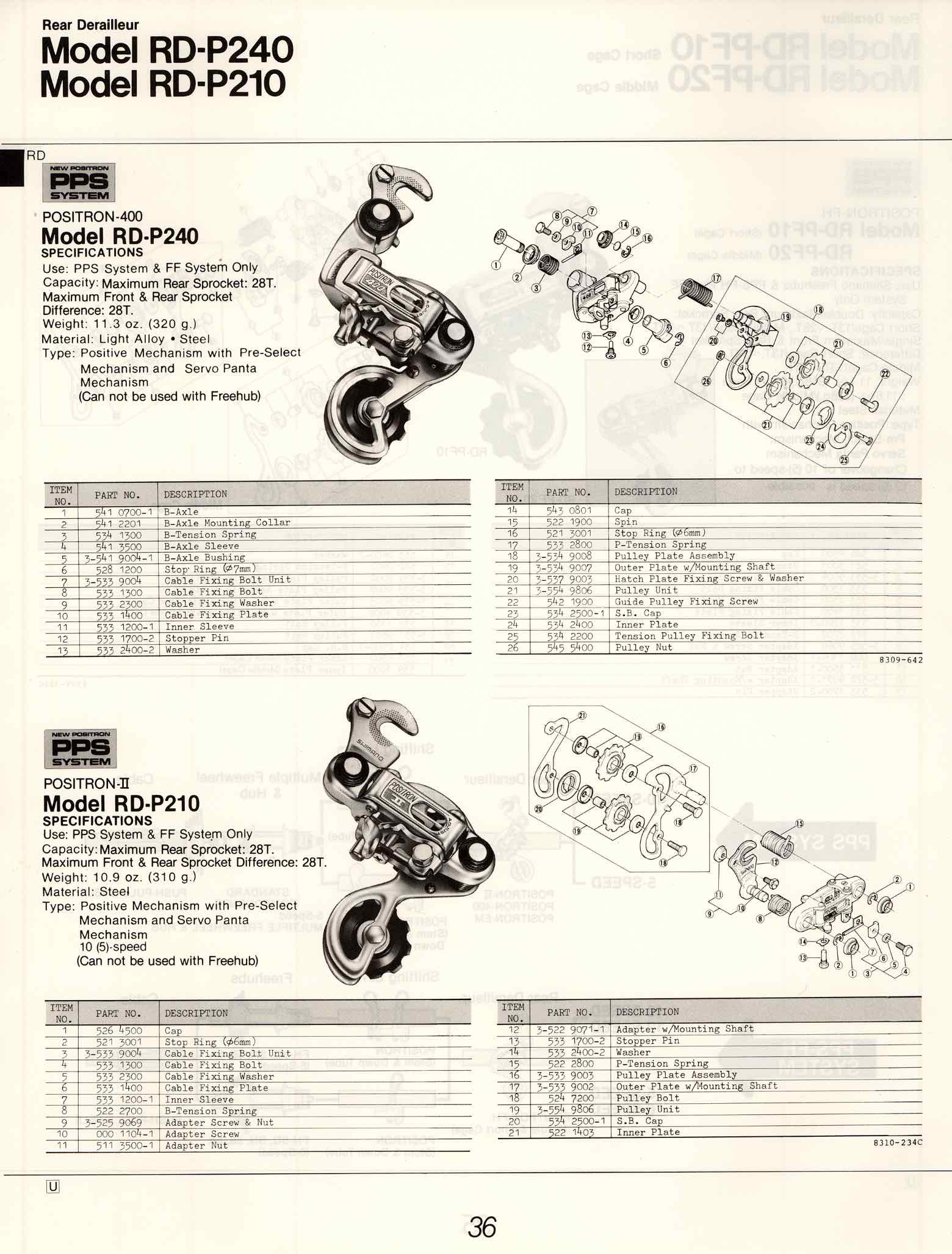 Shimano Bicycle System Components (1984) page 36 main image