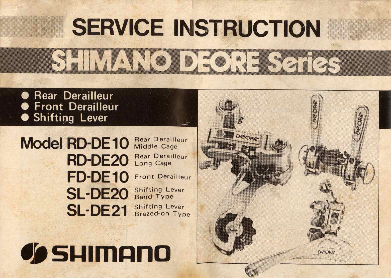 Shimano Deore derailleur (DE10) - instructions scan 1 main image