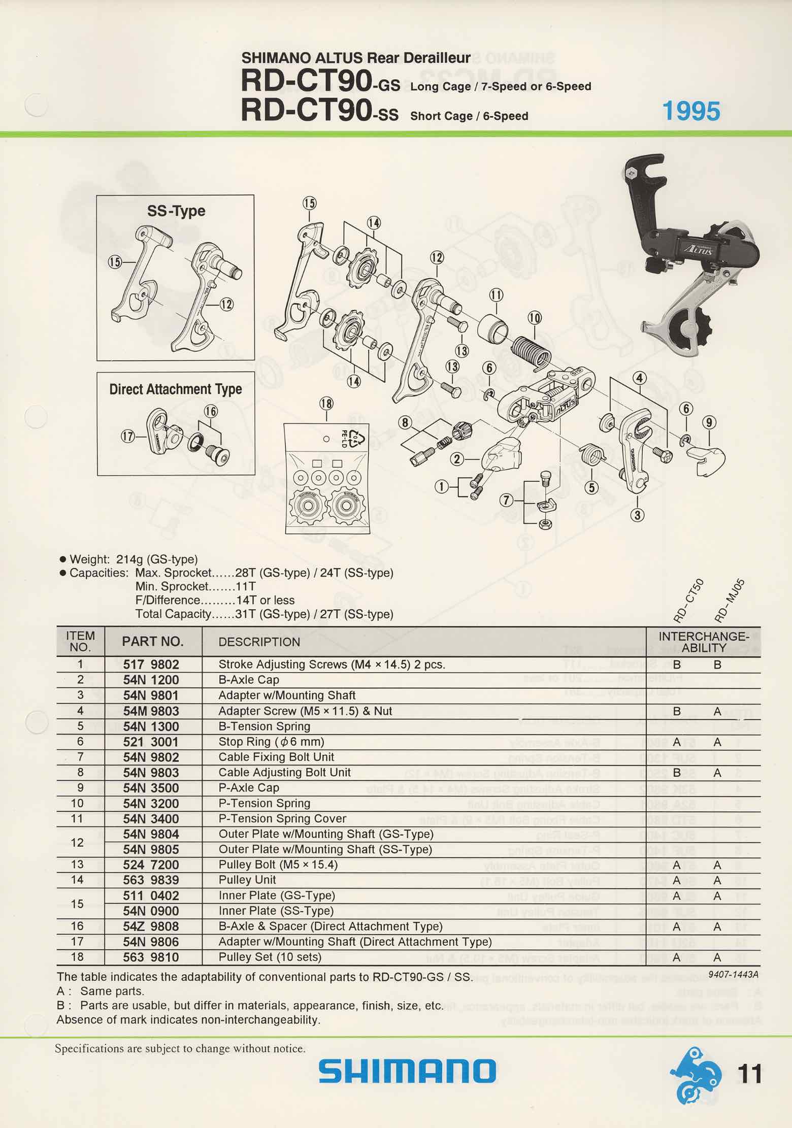 Shimano Spare Parts Catalogue - 1994 to 2004 s5 p11 main image
