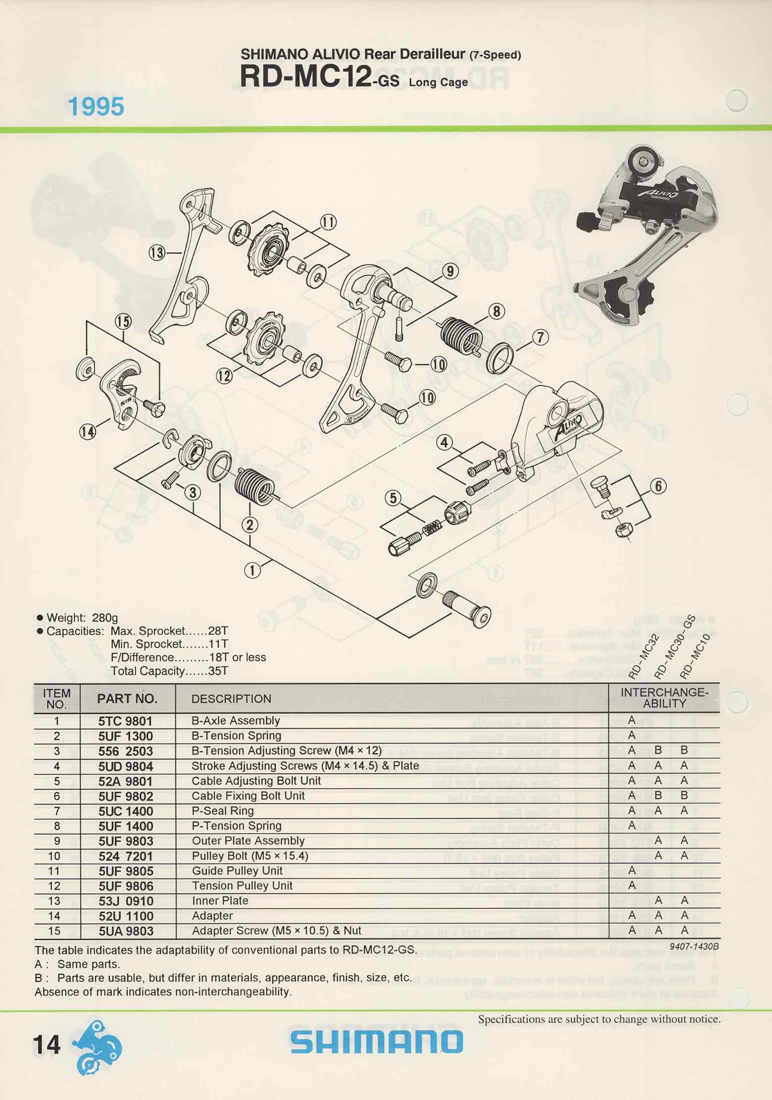 Shimano Spare Parts Catalogue - 1994 to 2004 s5 p14 main image