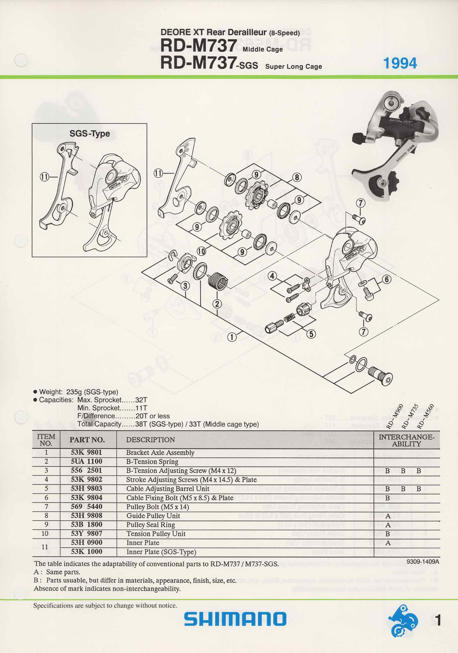 Shimano Spare Parts Catalogue - 1994 to 2004 s5 p1 main image