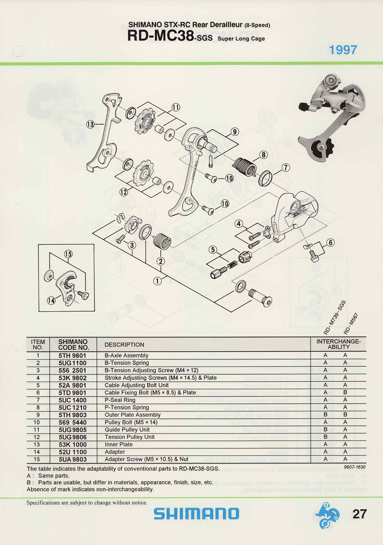 Shimano Spare Parts Catalogue - 1994 to 2004 s5 p27 main image