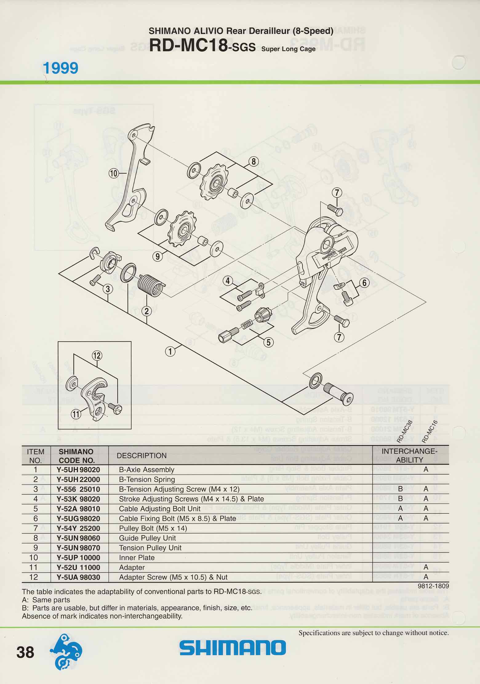 Shimano Spare Parts Catalogue - 1994 to 2004 s5 p38 main image