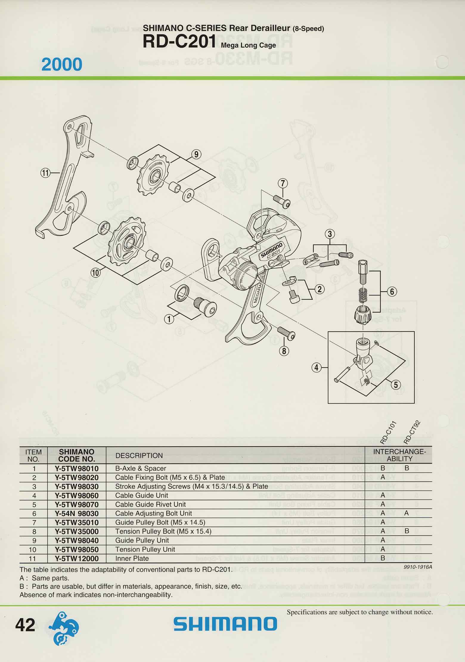 Shimano Spare Parts Catalogue - 1994 to 2004 s5 p42 main image