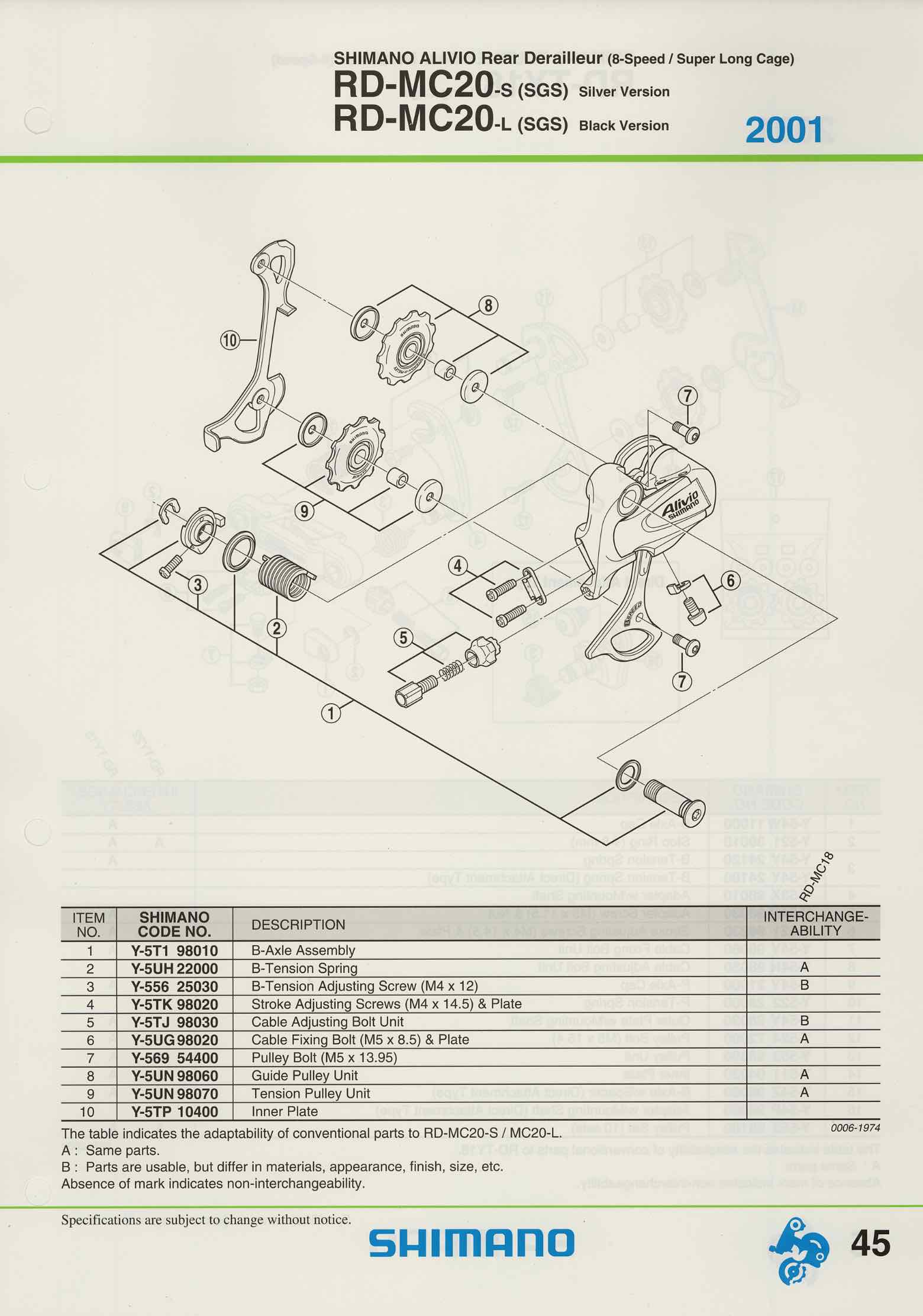 Shimano Spare Parts Catalogue - 1994 to 2004 s5 p45 main image