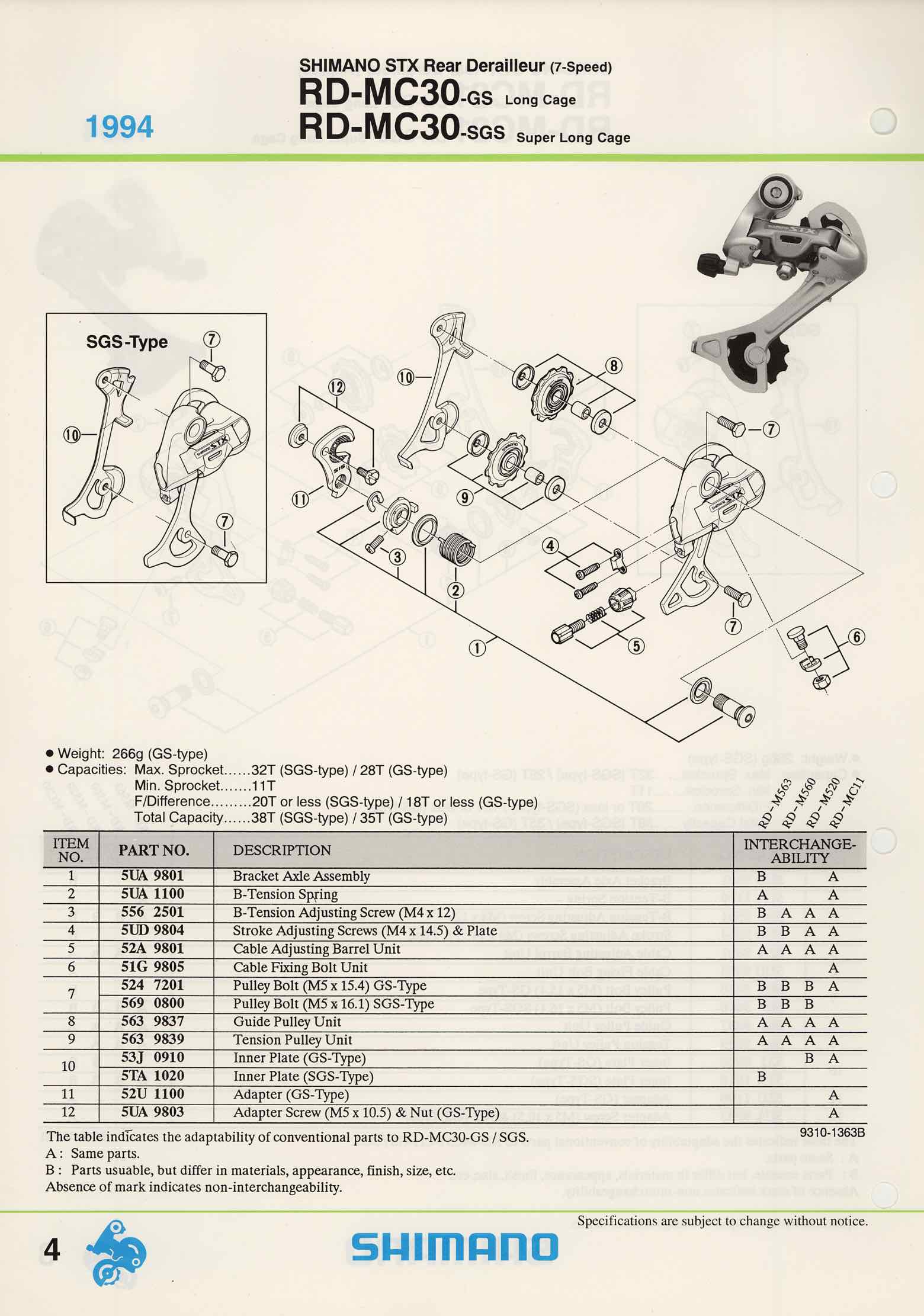 Shimano Spare Parts Catalogue - 1994 to 2004 s5 p4 main image