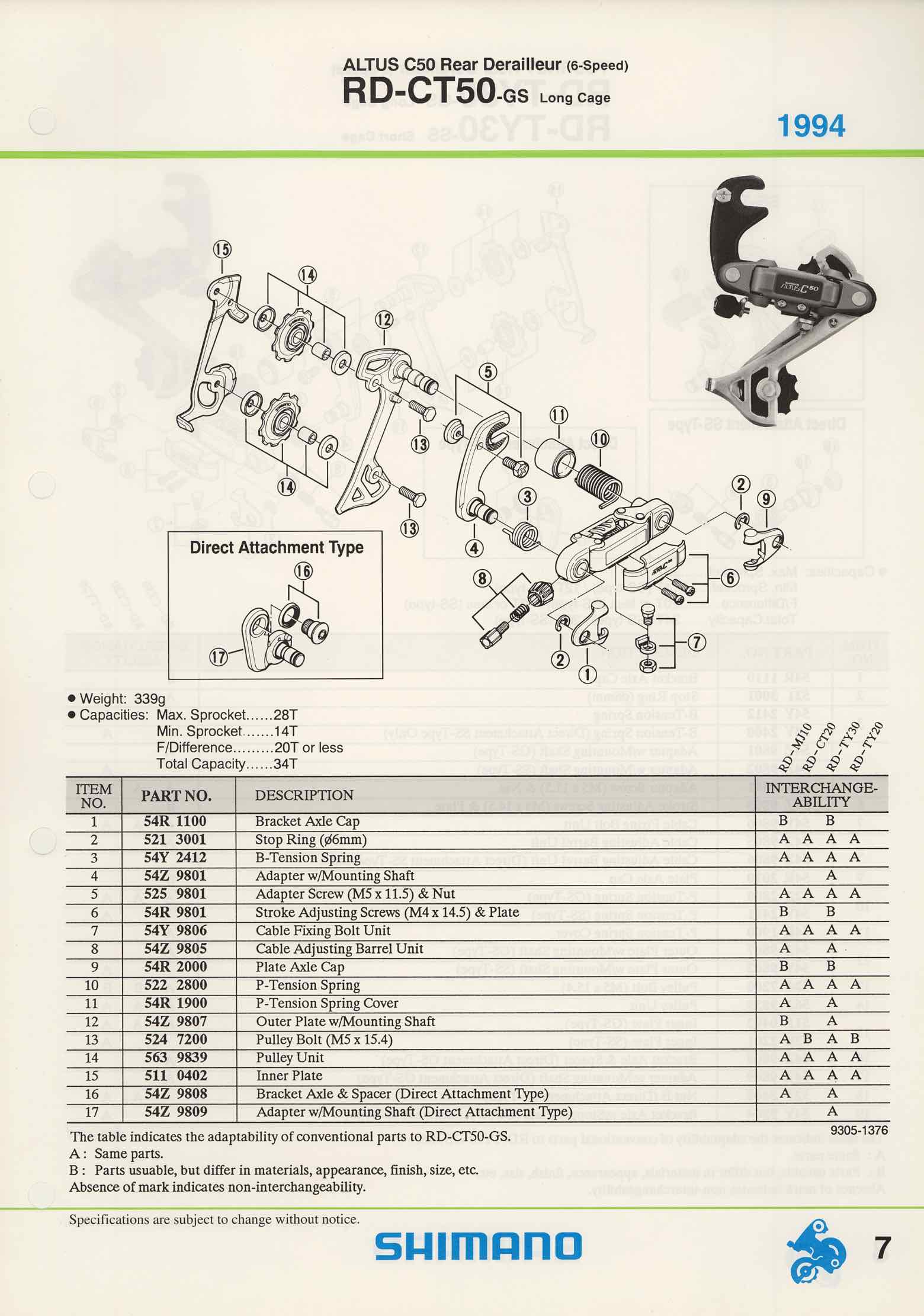 Shimano Spare Parts Catalogue - 1994 to 2004 s5 p7 main image