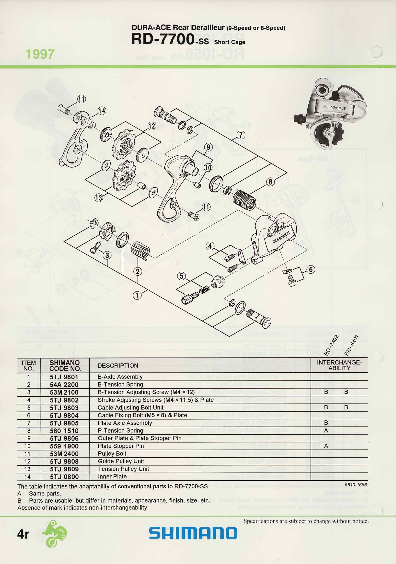 Shimano Spare Parts Catalogue - 1994 to 2004 s5r p4r main image