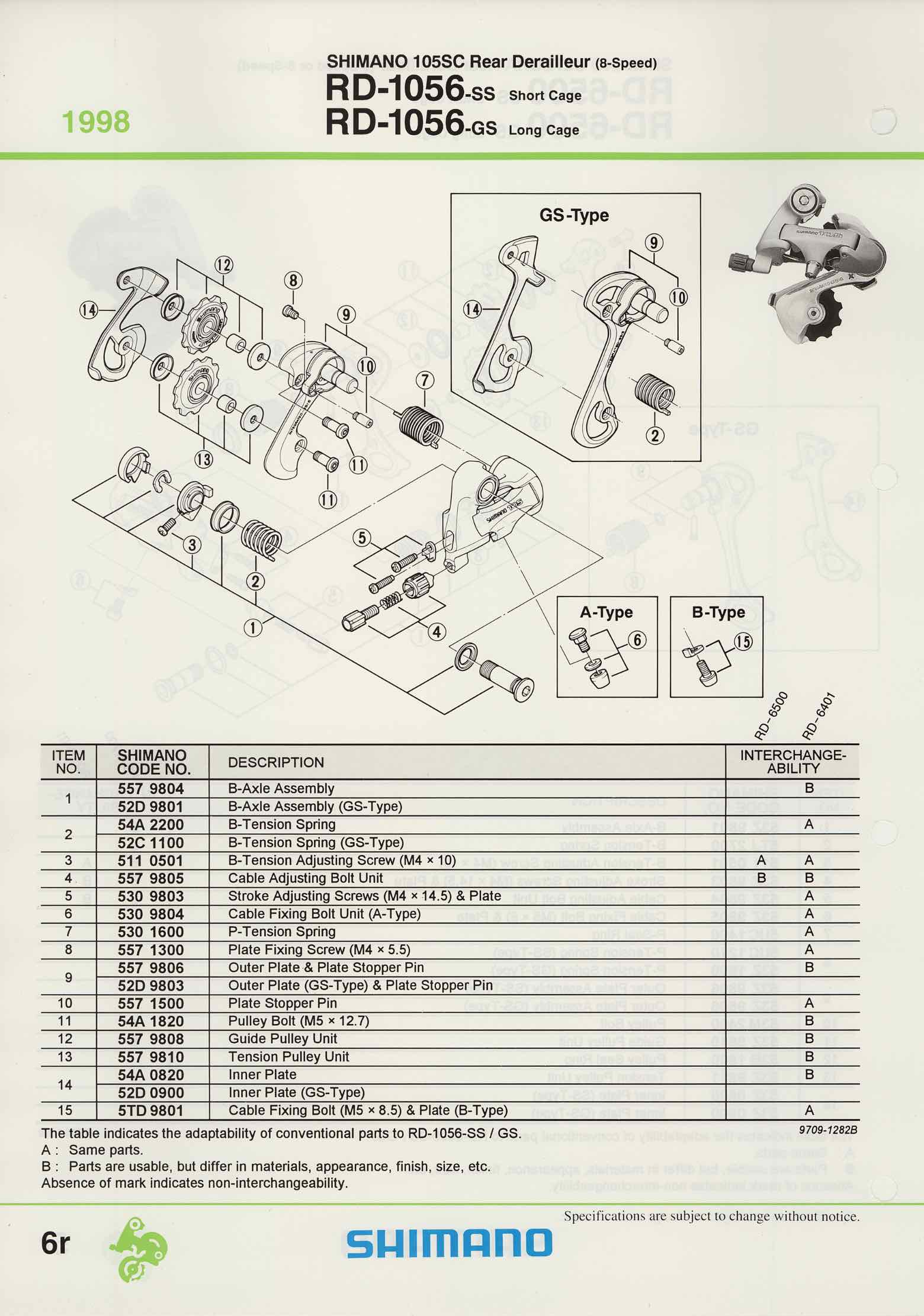 Shimano Spare Parts Catalogue - 1994 to 2004 s5r p6r main image