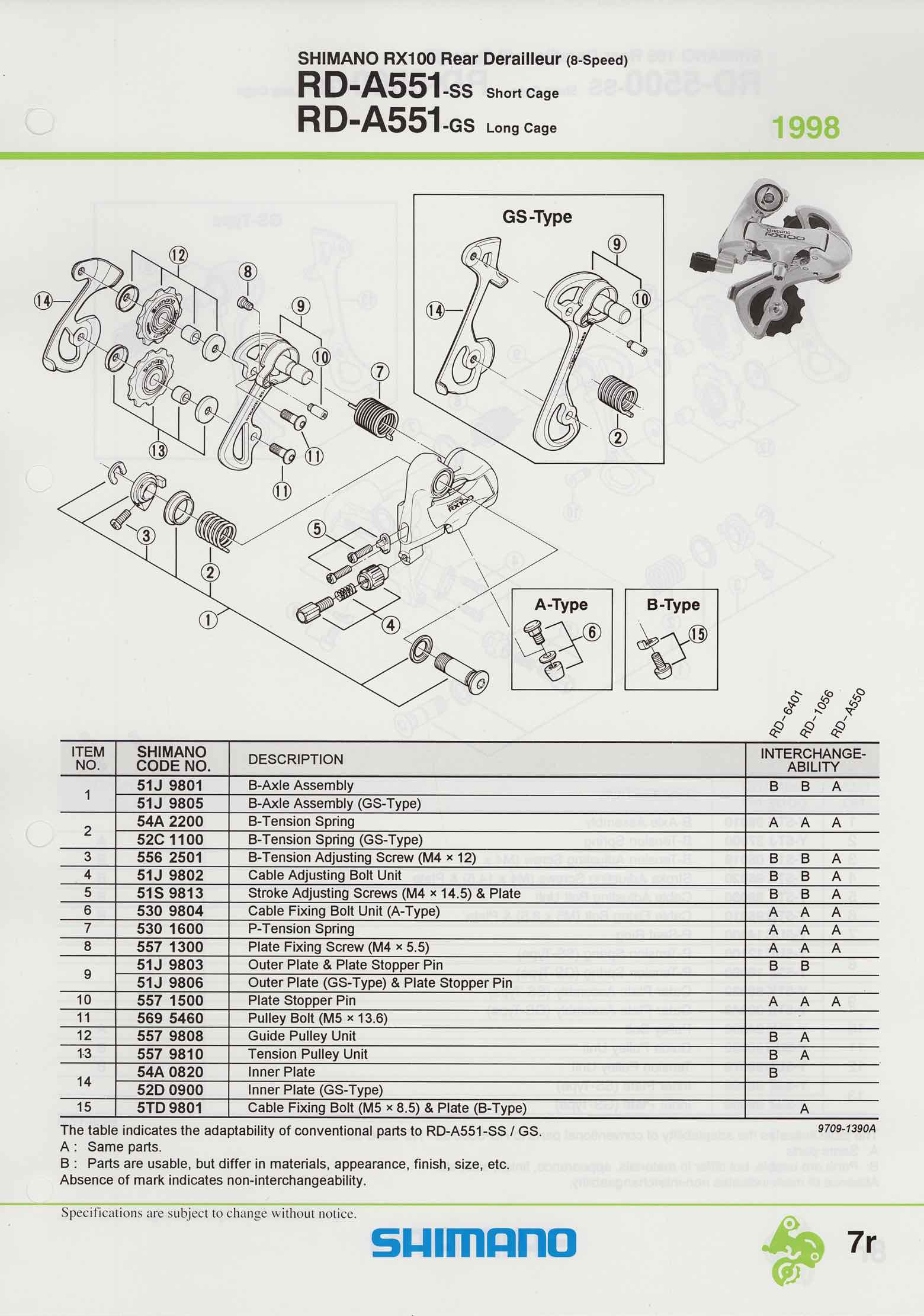 Shimano Spare Parts Catalogue - 1994 to 2004 s5r p7r main image