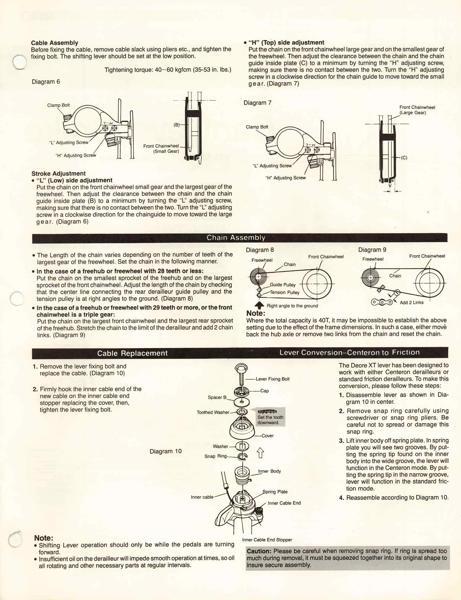 Shimano Technical Information - Deore XT 1983 scan 3 main image