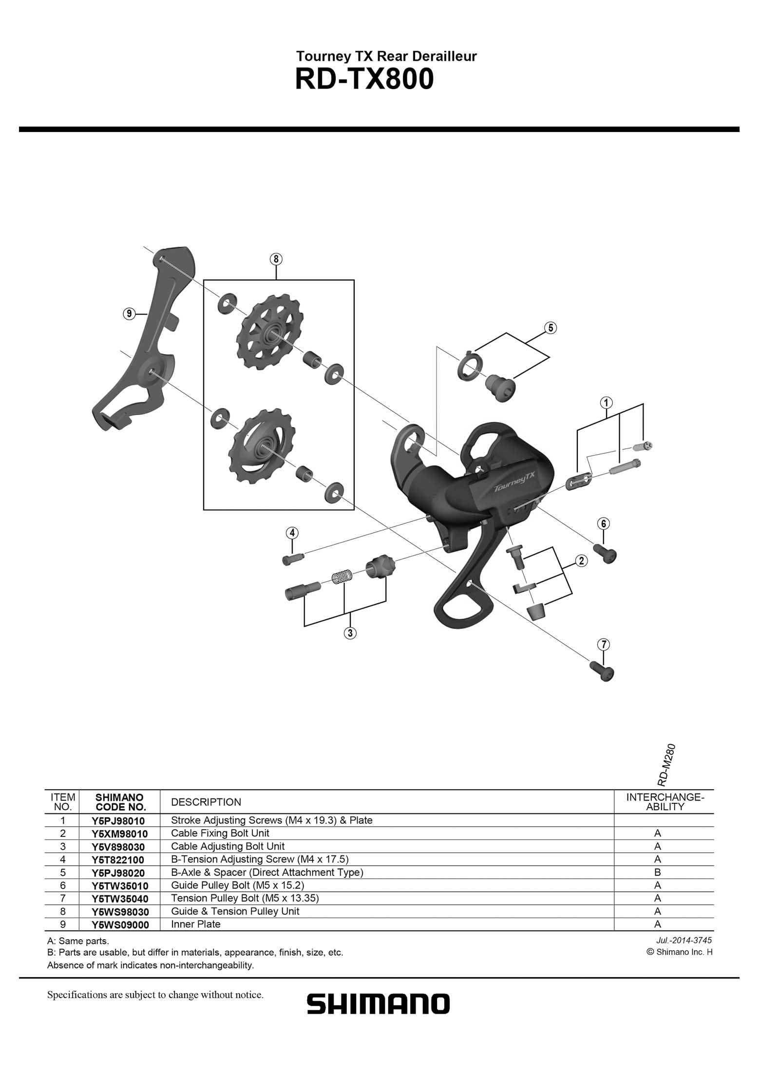 Shimano web site 2020 - exploded views from 2014 Tourney TX (TX800) main image