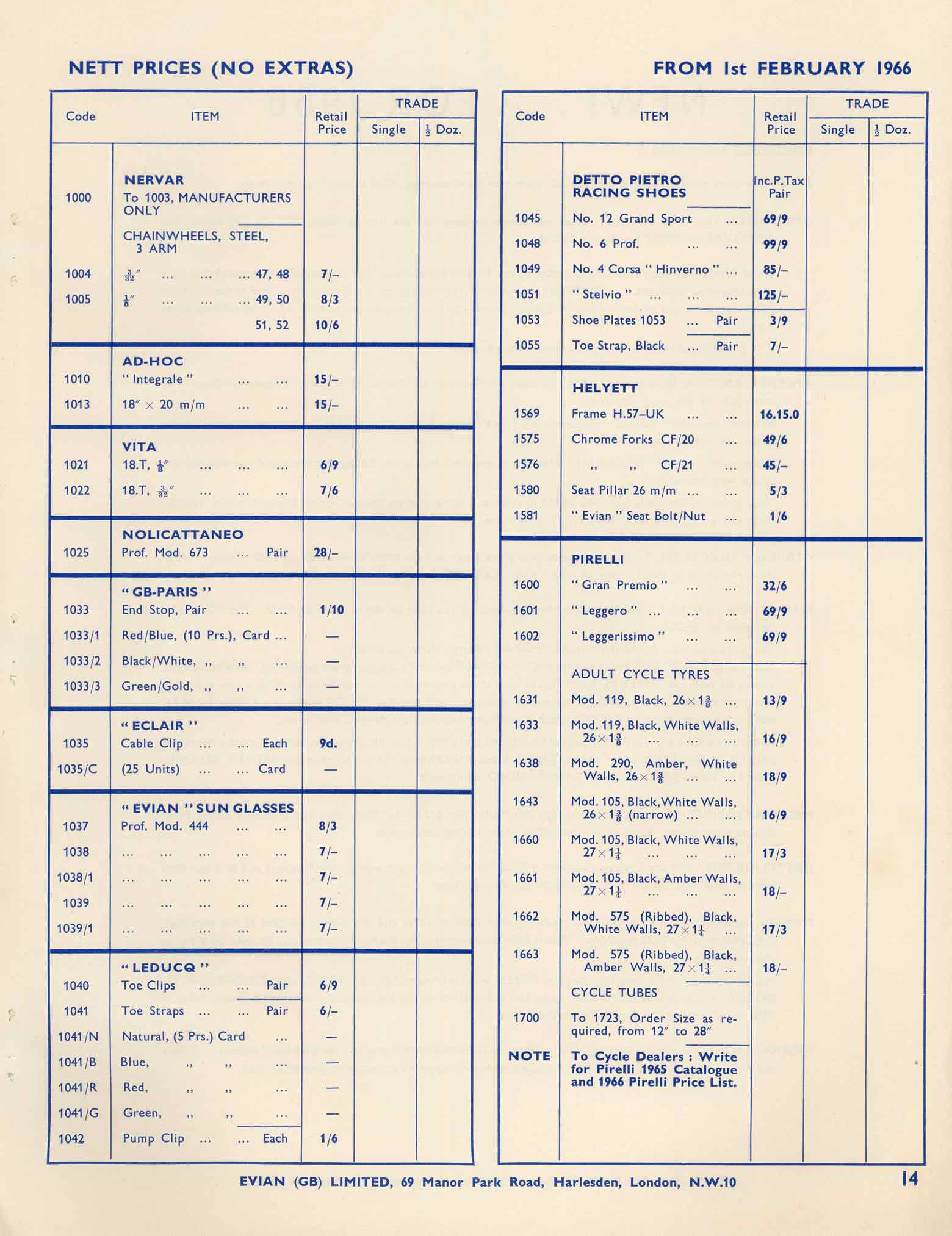 Simplex 1966 - price list page 14 main image