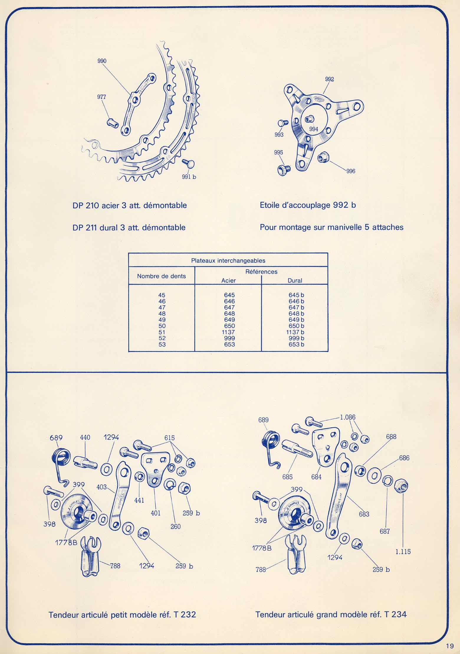 Simplex Derailleurs - Pieces Detachees 1979 page 19 main image