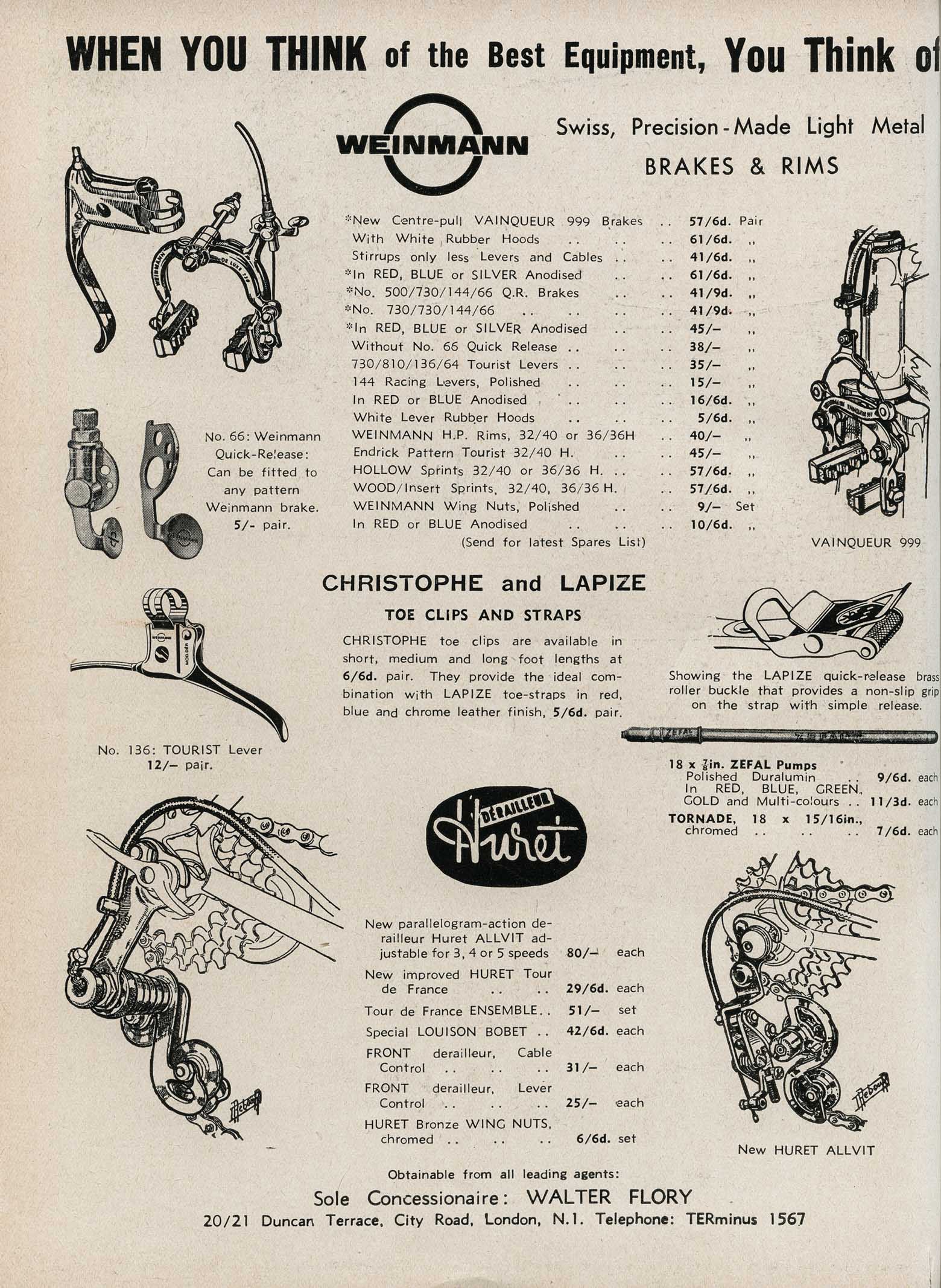 Sporting Cyclist April 1959 Walter Flory advert main image