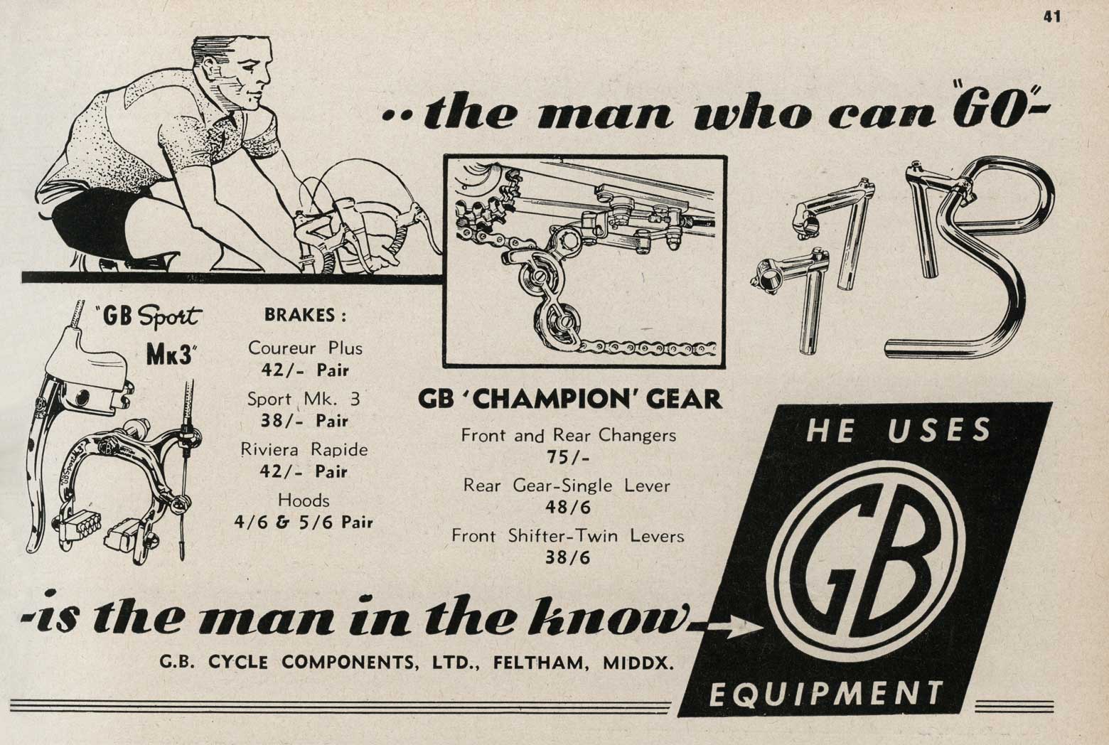 Sporting Cyclist March 1959 GB advert main image
