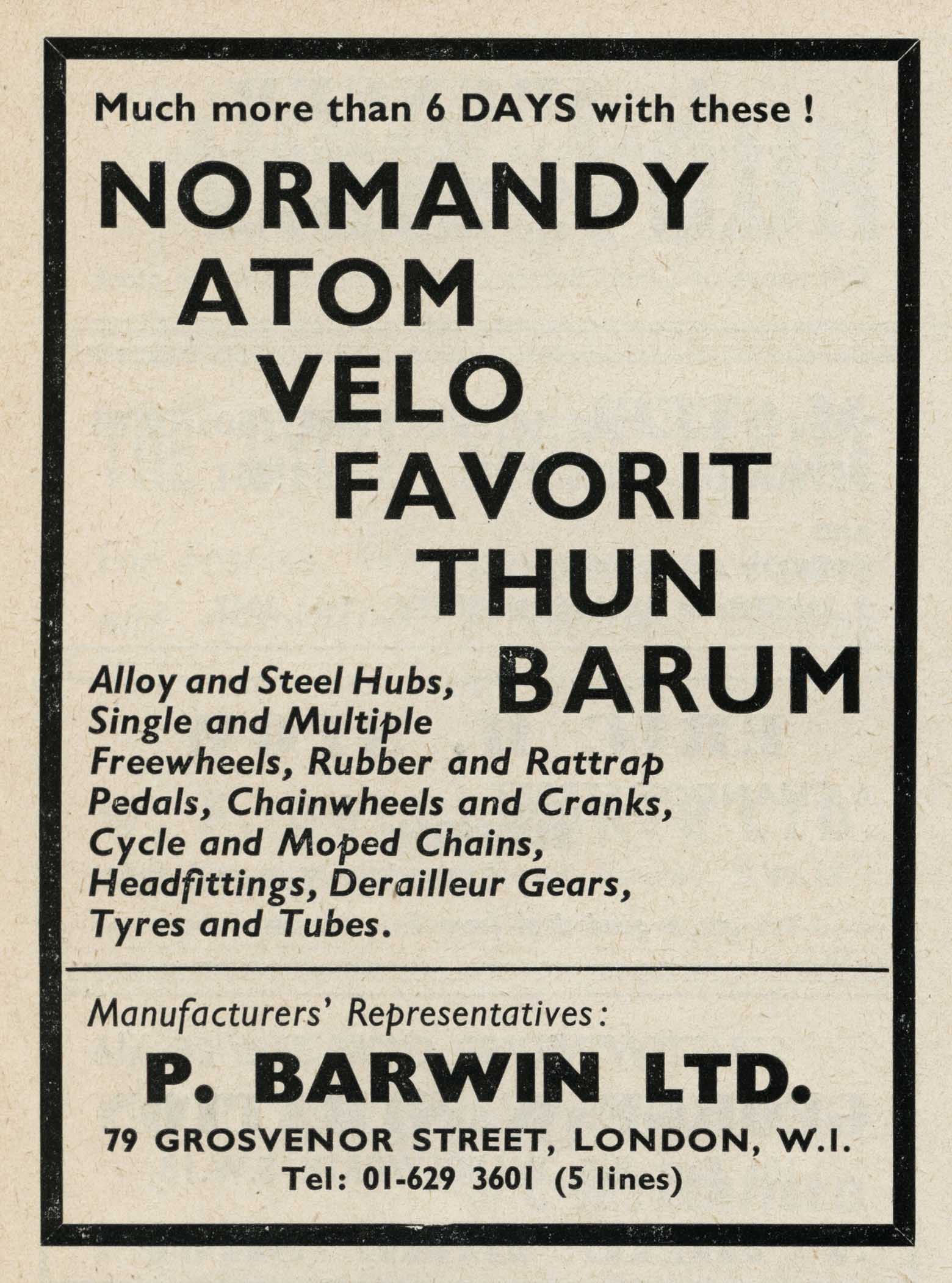 Sporting Cyclist October 1967 Barwin advert main image