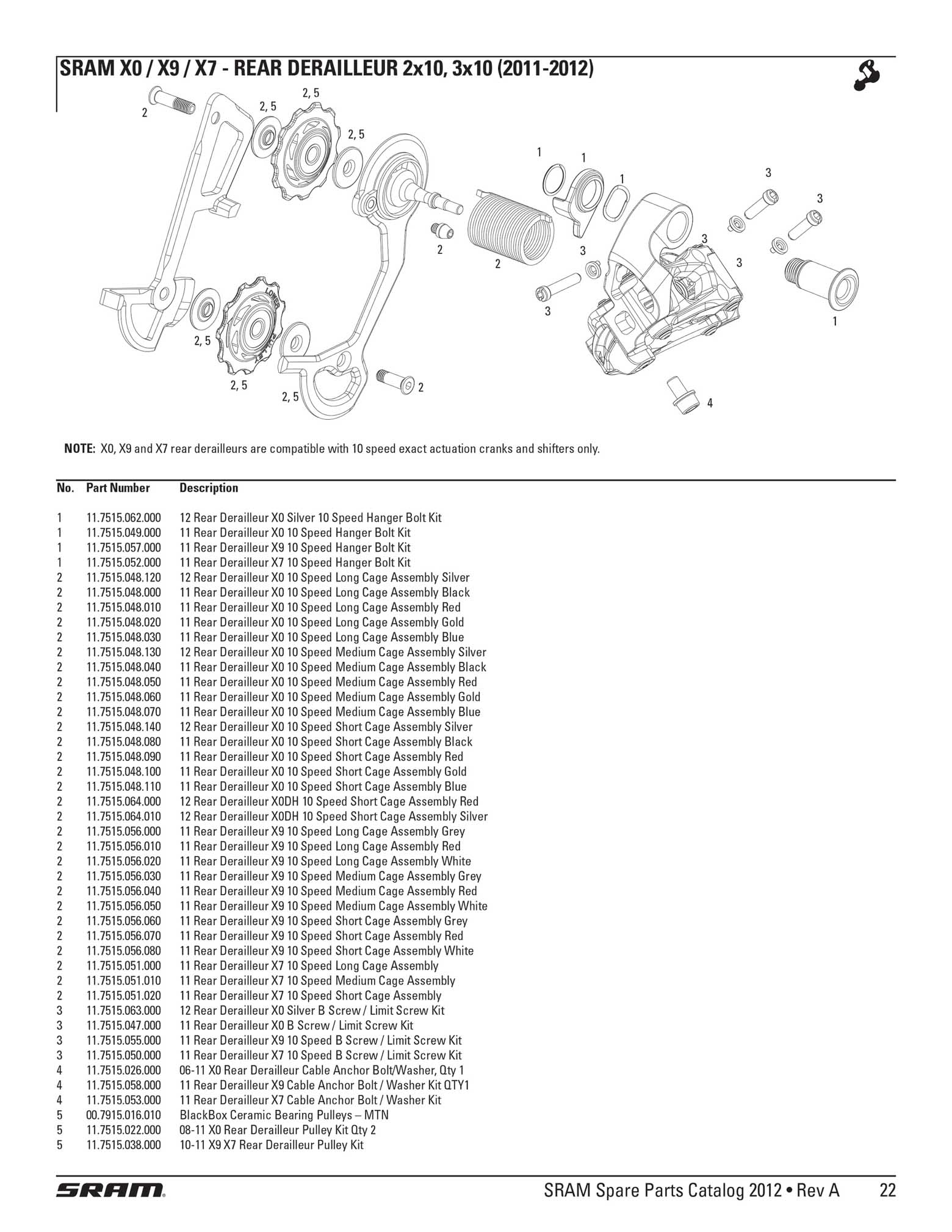 SRAM - Spare Parts Catalog 2012 page 022 main image