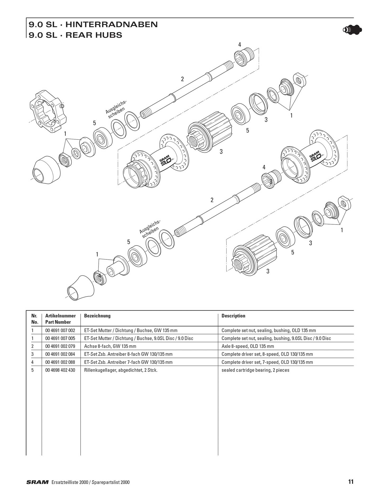 SRAM - Spare Parts List 2000 page 011 main image