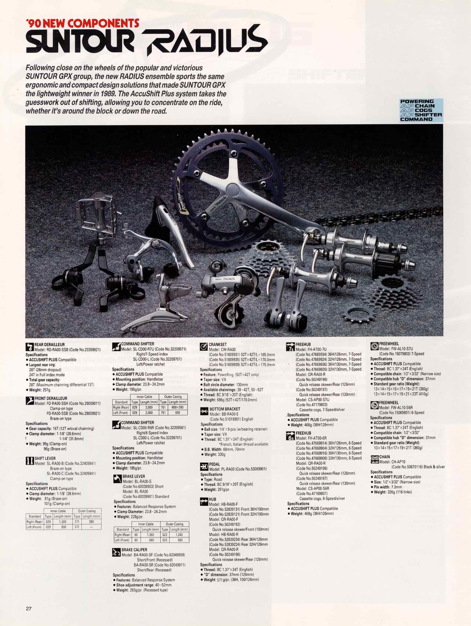SunTour Bicycle Equipment Catalog 1990 - Page 27 main image