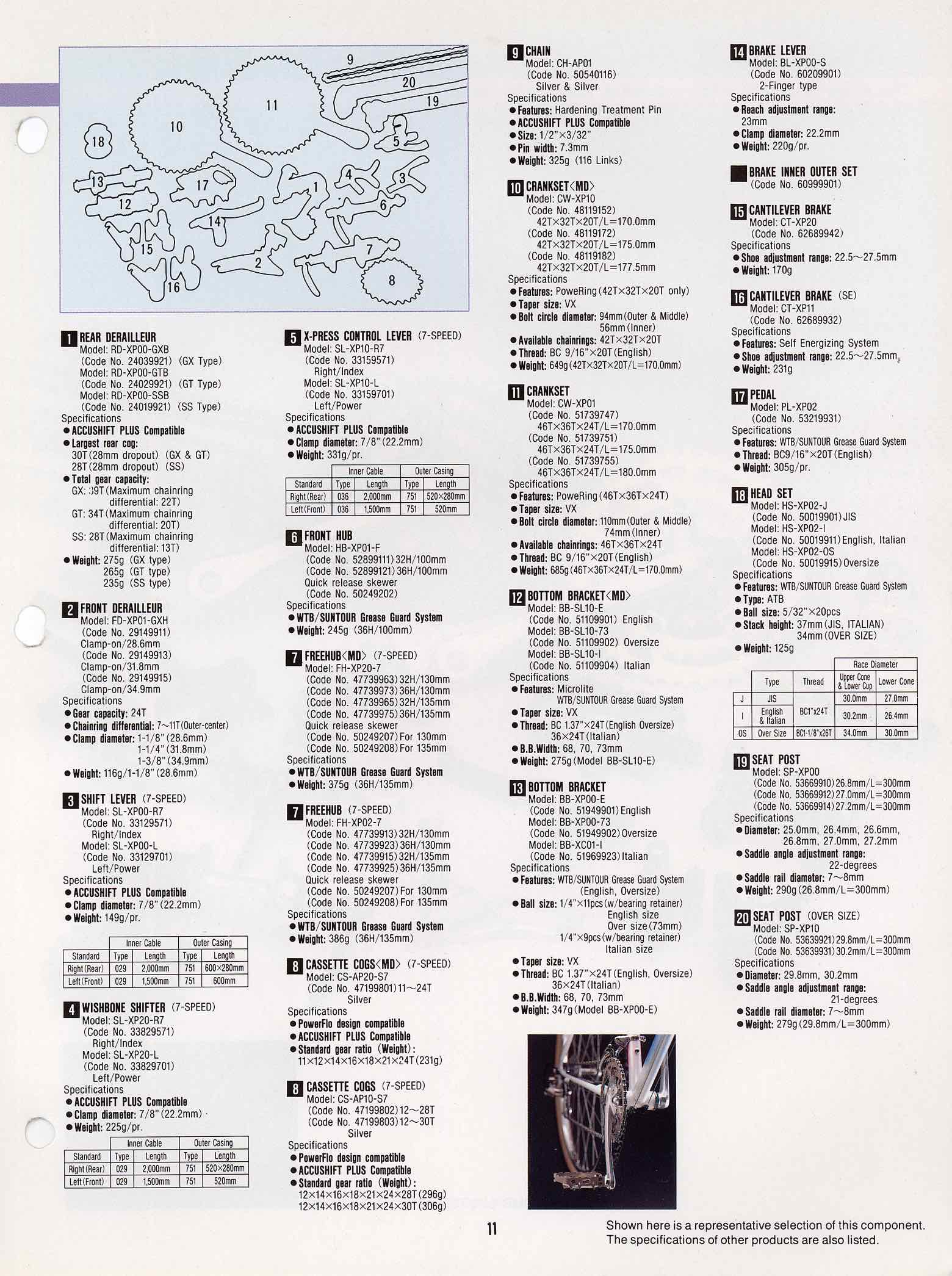 SunTour Bicycle Equipment Catalog 1992 - Page 11 main image