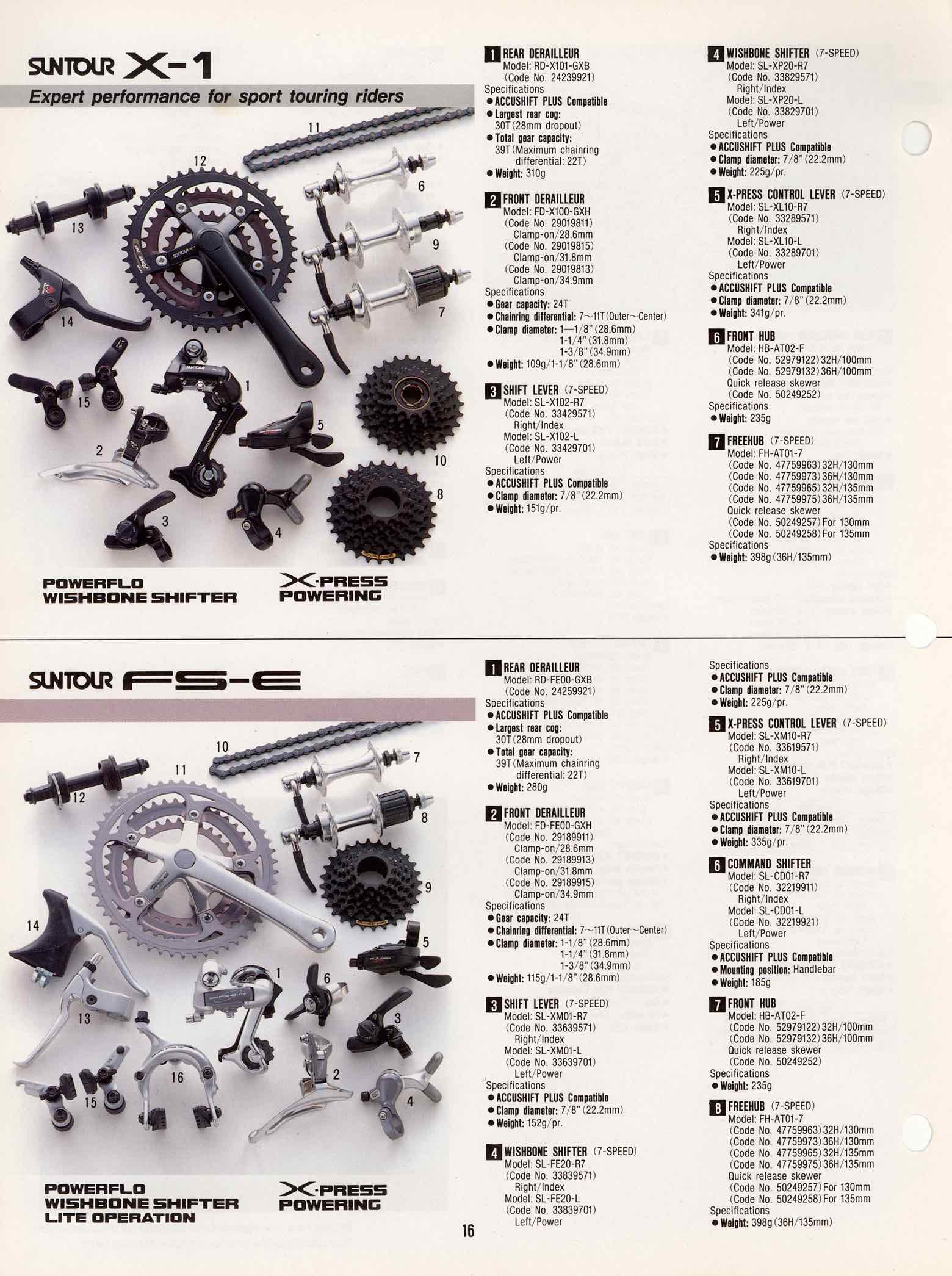 SunTour Bicycle Equipment Catalog 1992 - Page 16 main image