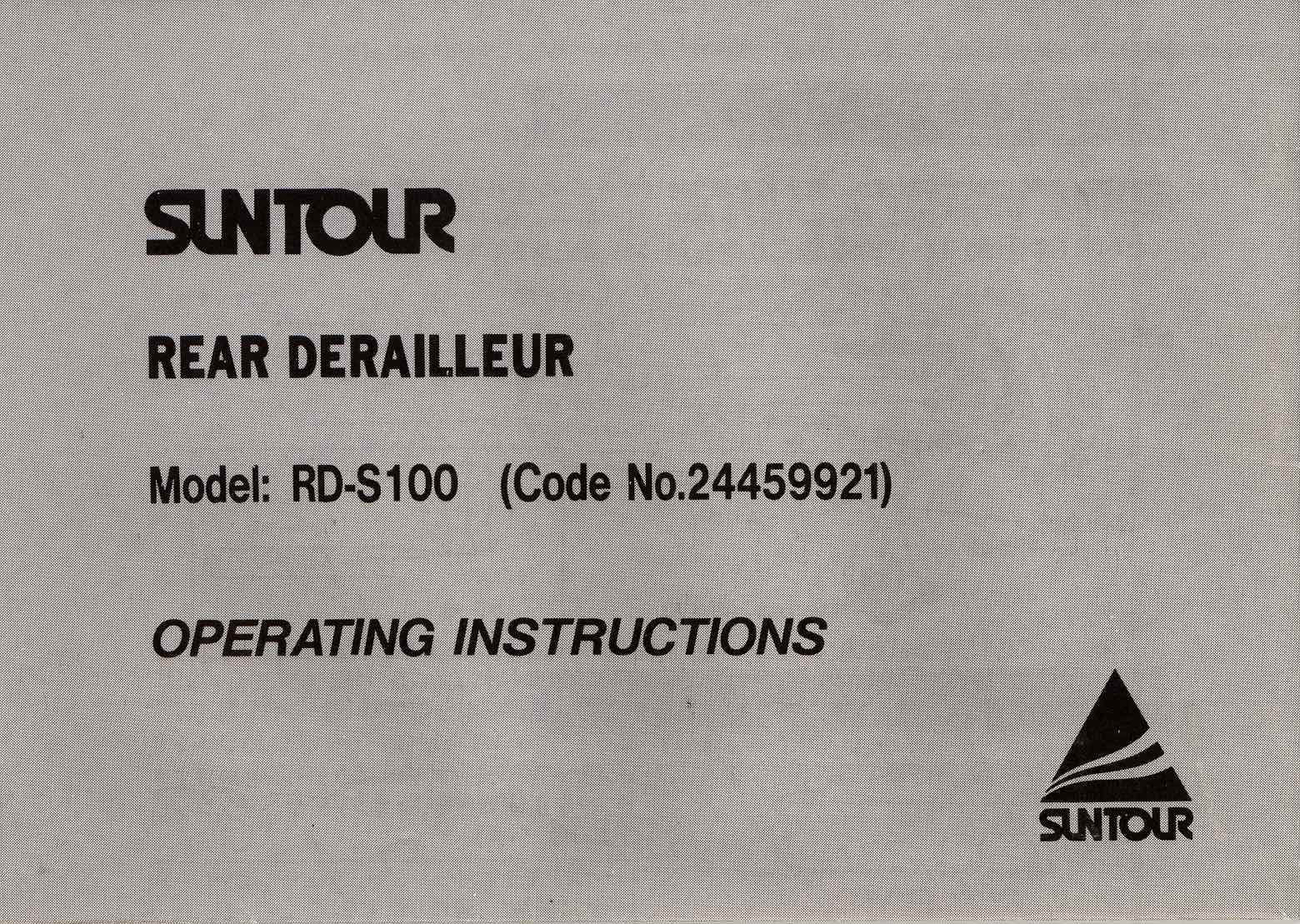 SunTour S-1 derailleur (S100) - instructions scan 1 main image