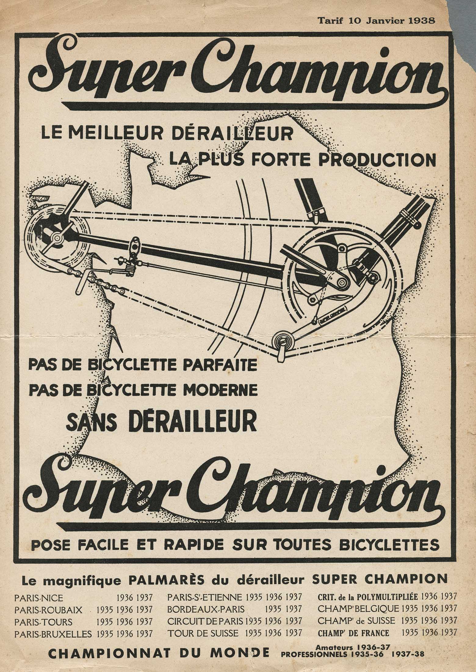 Super Champion - Tarif 10 Janvier 1938 scan 1 main image