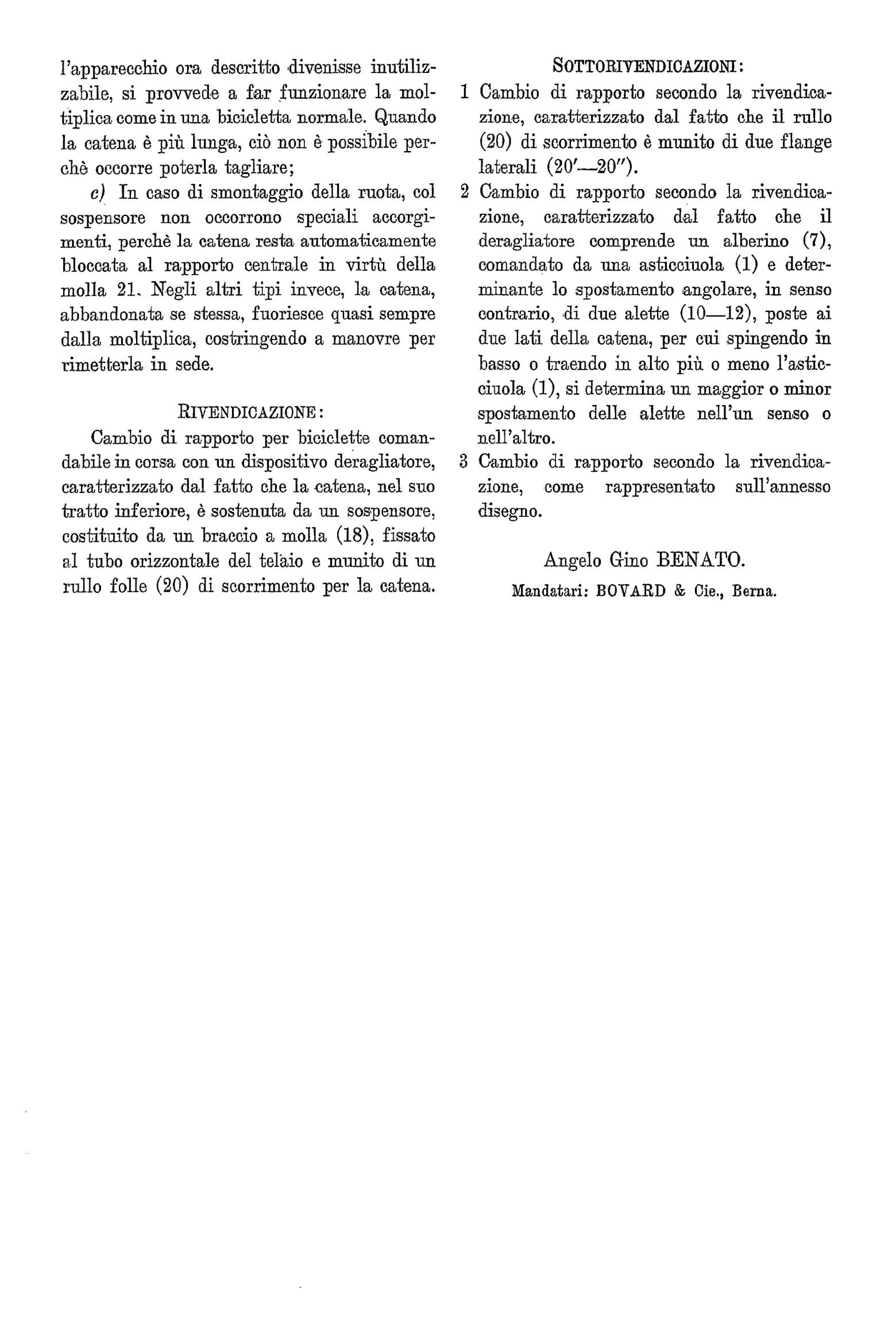 Swiss Patent 212,553 - Benato scan 03 main image
