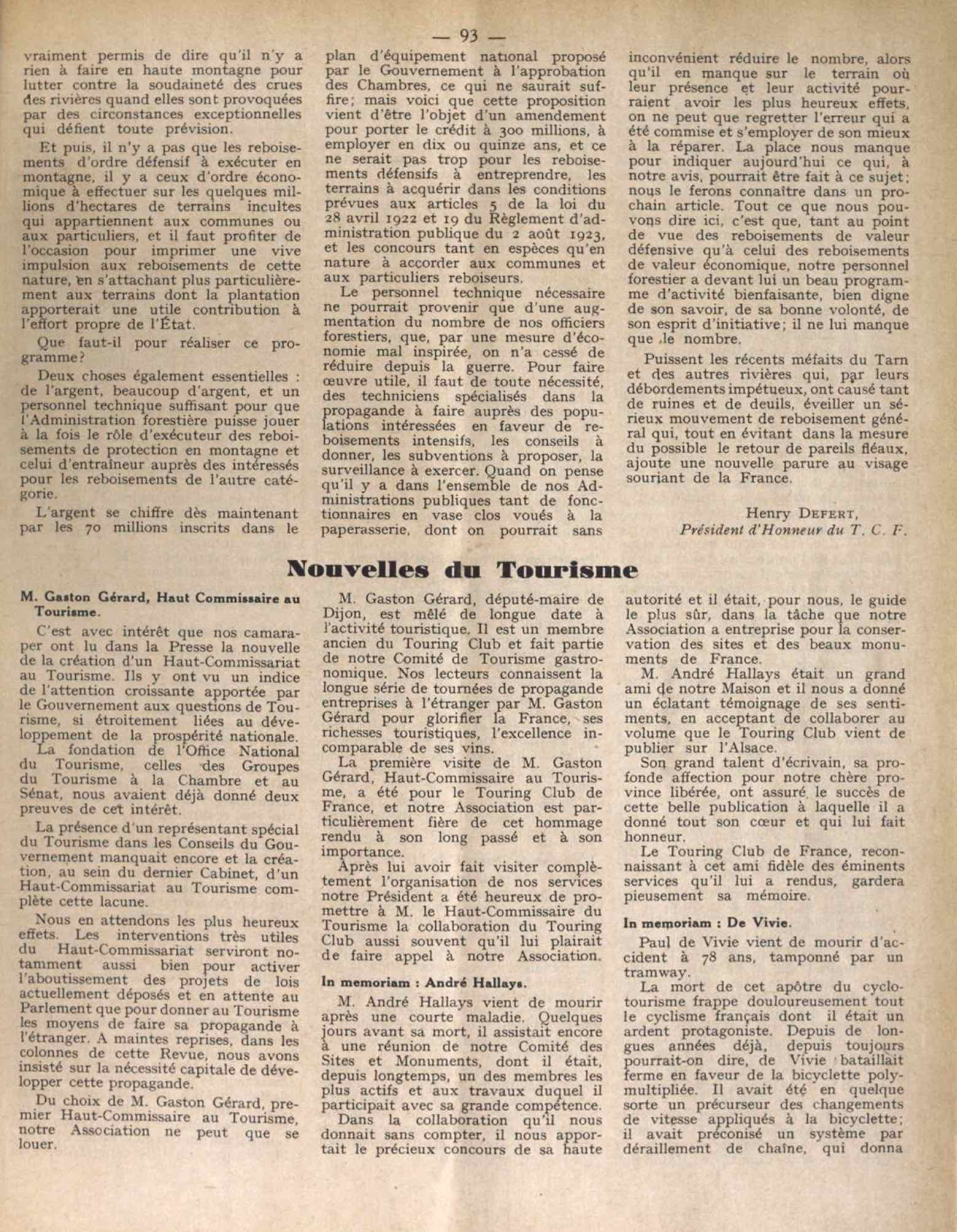 T.C.F. Revue Mensuelle April 1930 - Nouvelles du Tourisme scan 1 main image