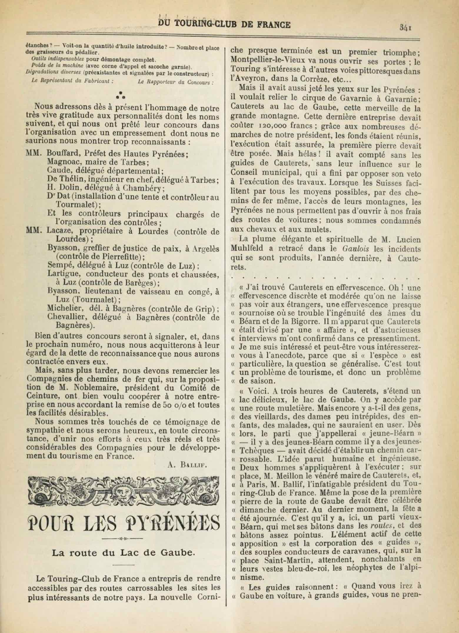 T.C.F. Revue Mensuelle August 1902 - Concours de Bicyclettes de Tourisme (part II) scan 2 main image