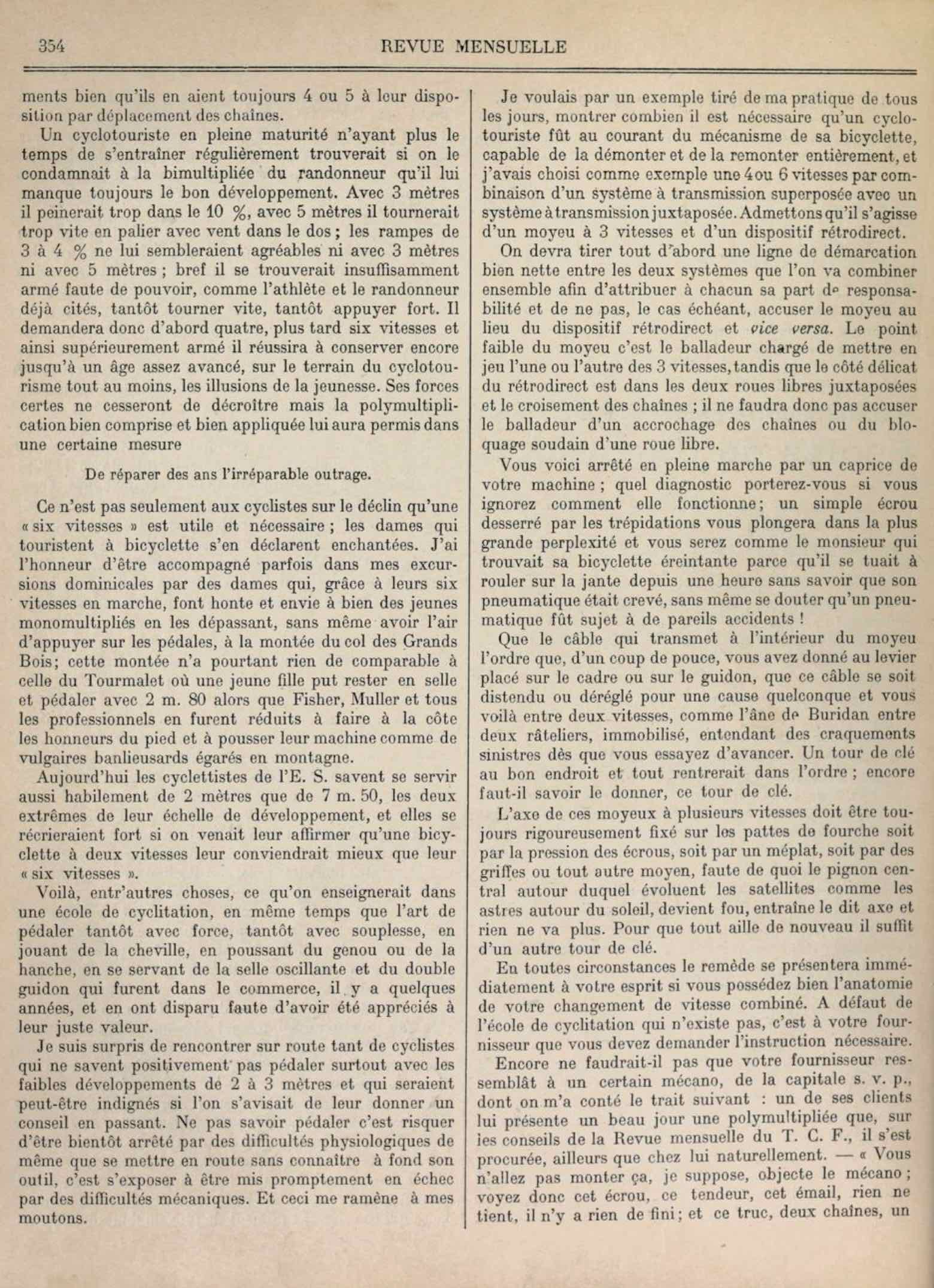 T.C.F. Revue Mensuelle August 1909 - Ecoles de Cyclitation scan 2 main image