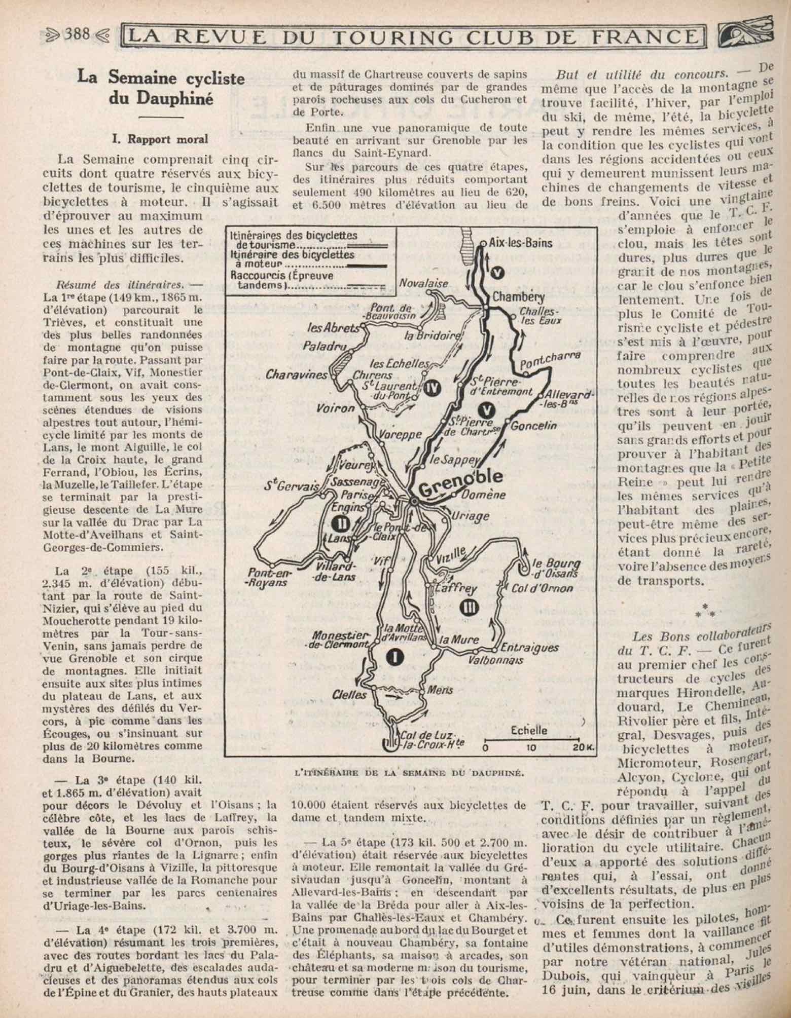 T.C.F. Revue Mensuelle August 1924 - La Semaine cycliste du Dauphine scan 1 main image