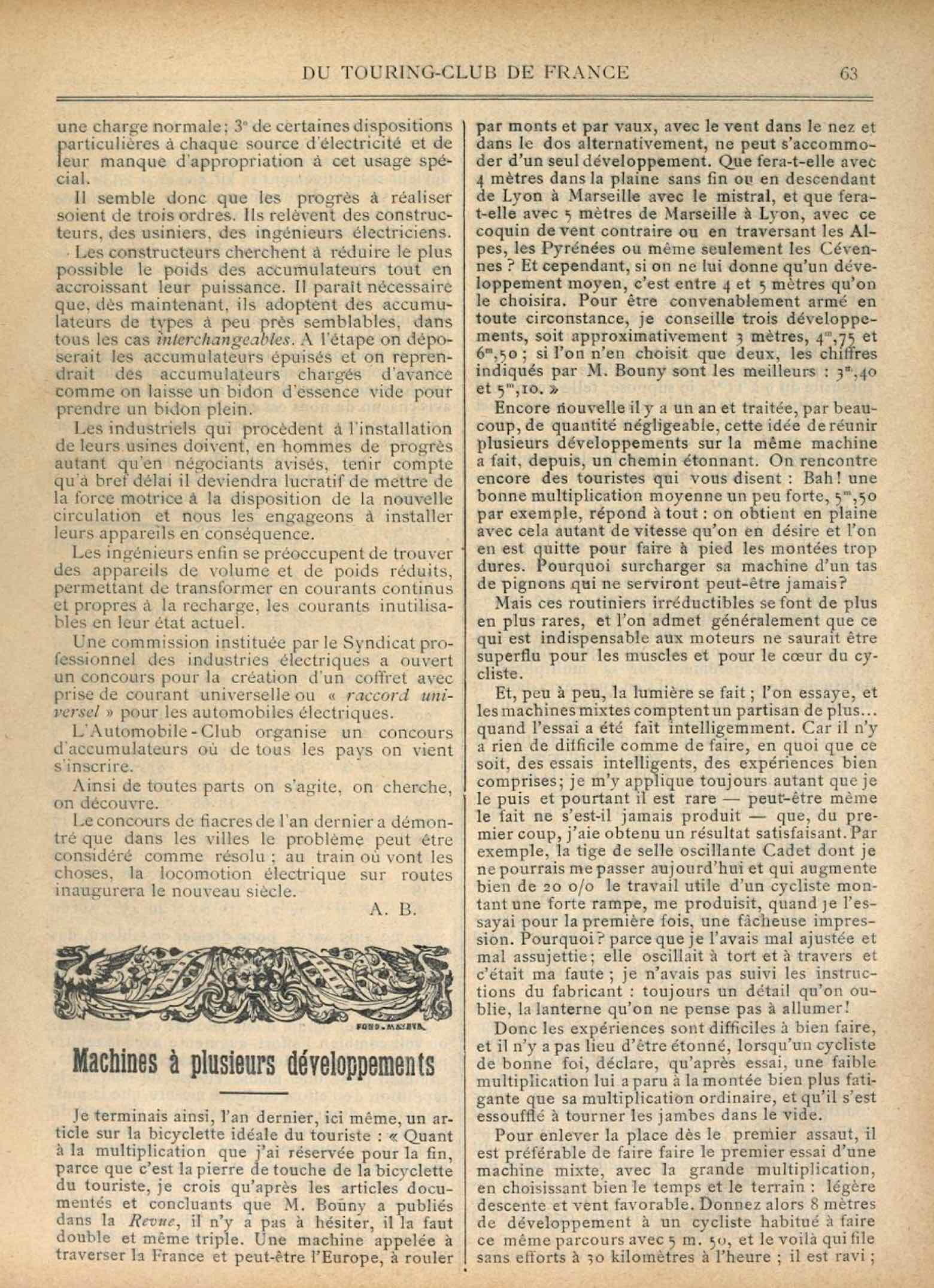 T.C.F. Revue Mensuelle February 1899 - Machines a plusieurs developpements scan 1 main image