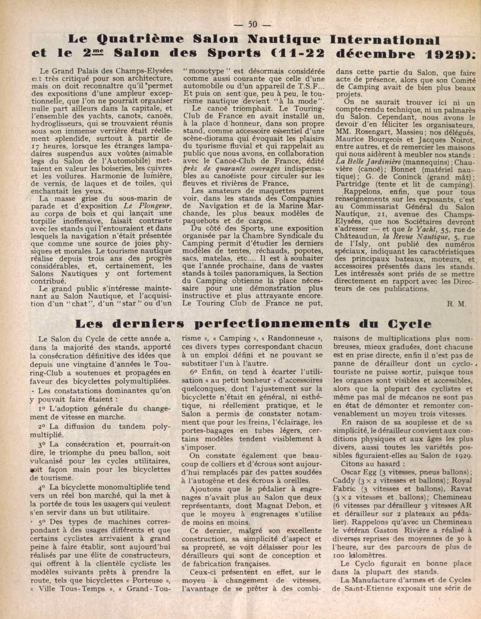 T.C.F. Revue Mensuelle February 1930 - Les derniers perfectionnements du Cycle scan 1 main image