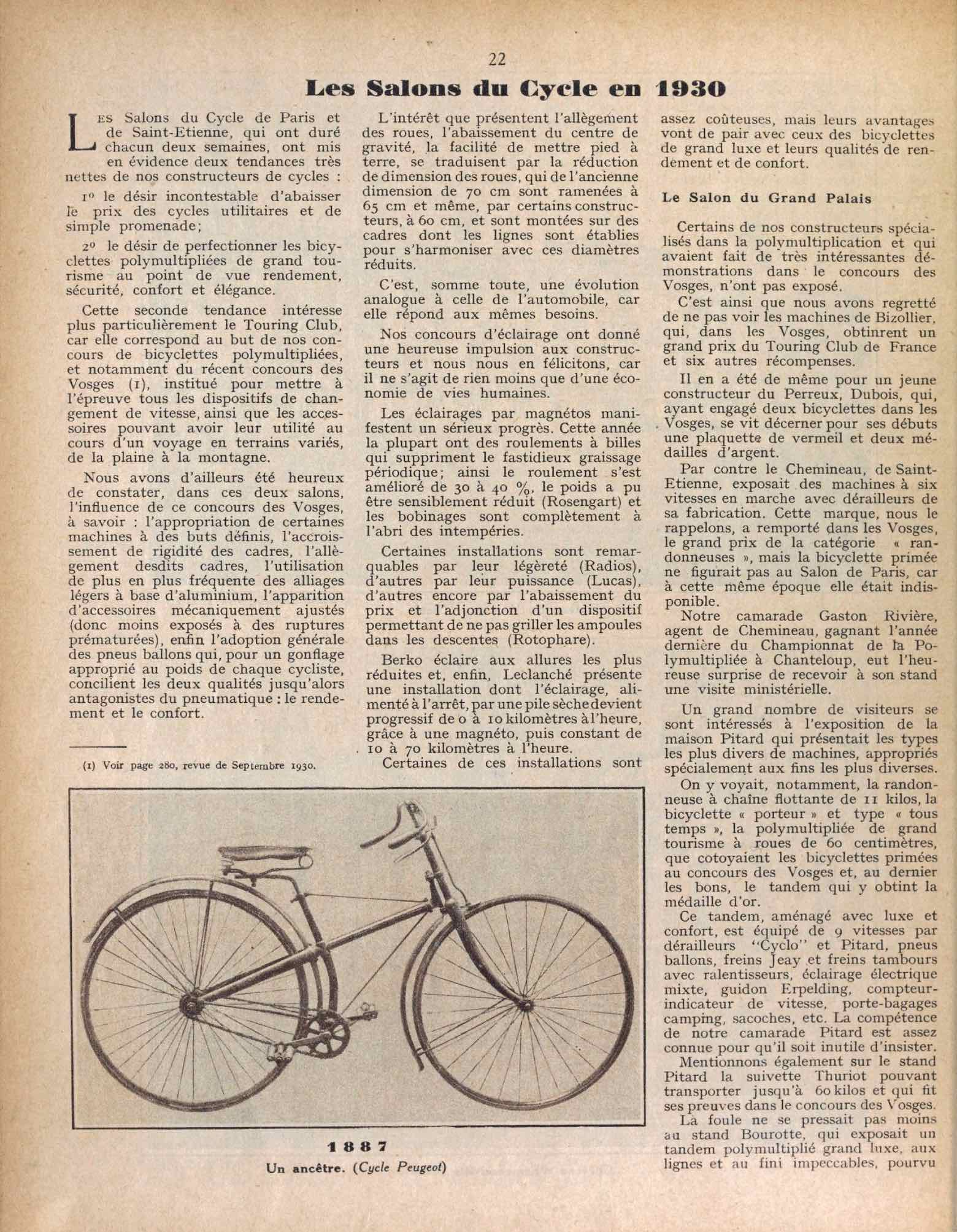 T.C.F. Revue Mensuelle January 1931 - Les Salons du Cycle en 1930 scan 1 main image