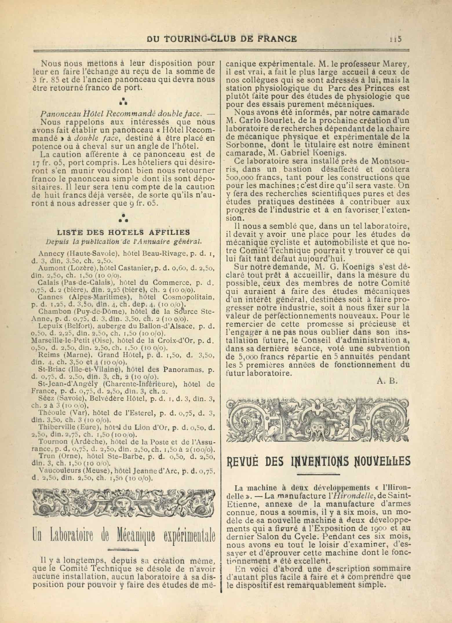 T.C.F. Revue Mensuelle March 1901 - Revue des inventions nouvelles scan 1 main image