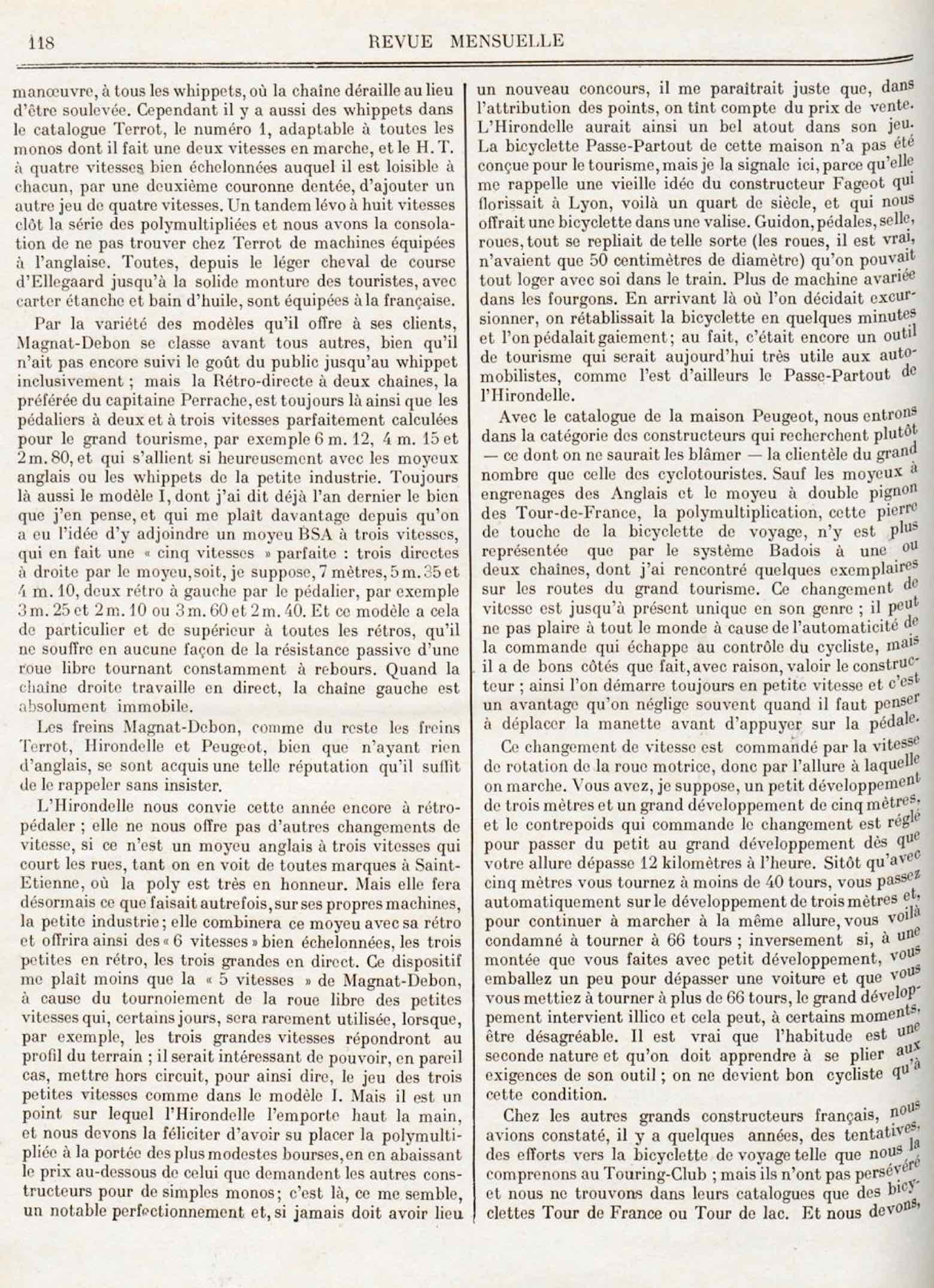 T.C.F. Revue Mensuelle March 1913 - La Bicyclette hors du Salon scan 3 main image