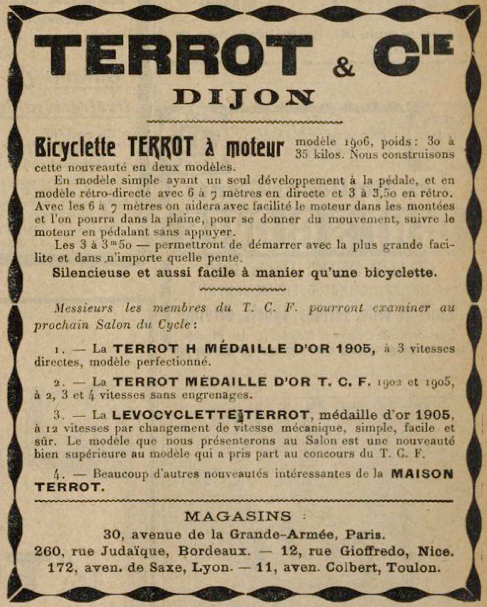 T.C.F. Revue Mensuelle October 1905 - Terrot advert main image