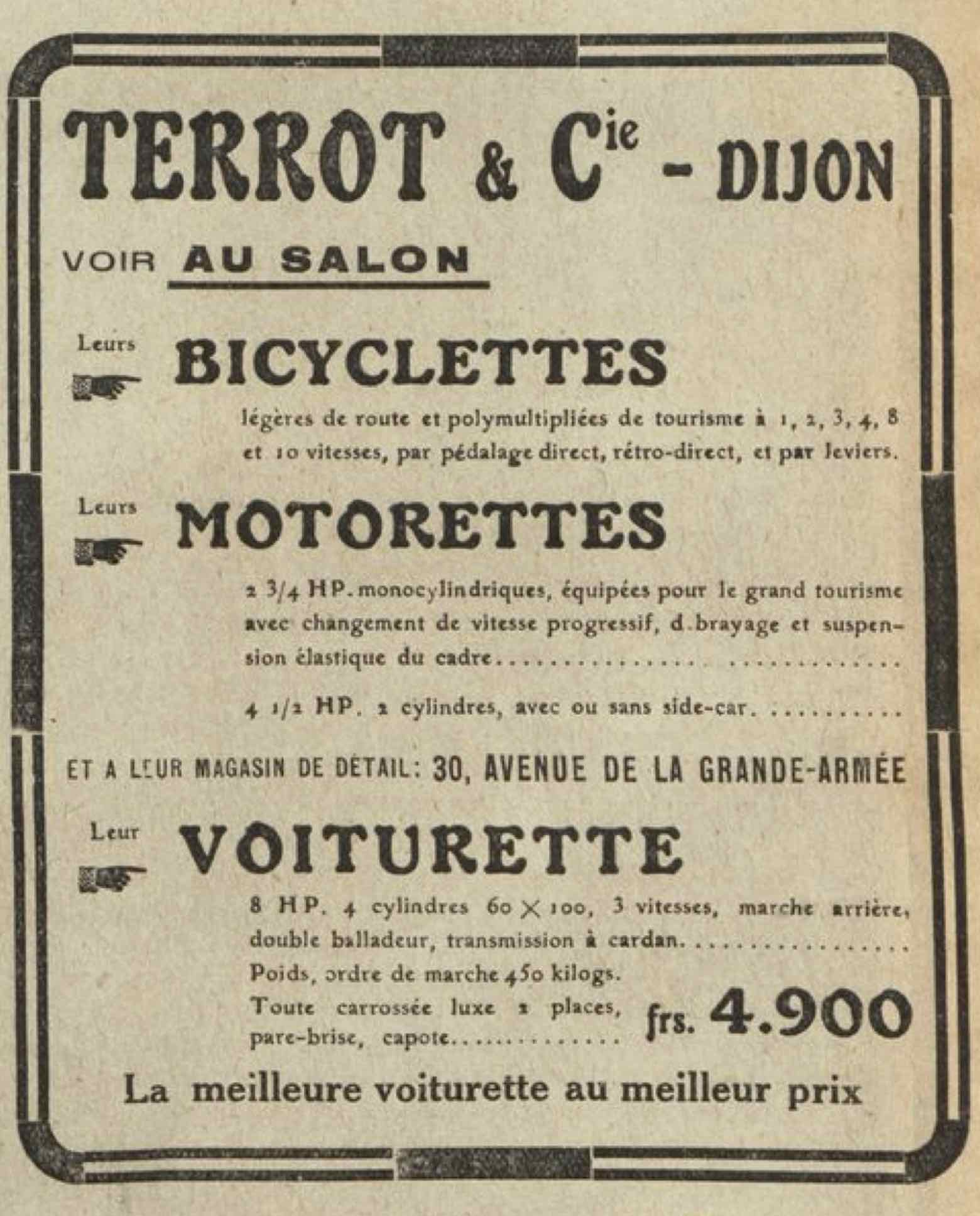 T.C.F. Revue Mensuelle October 1913 - Terrot advert main image