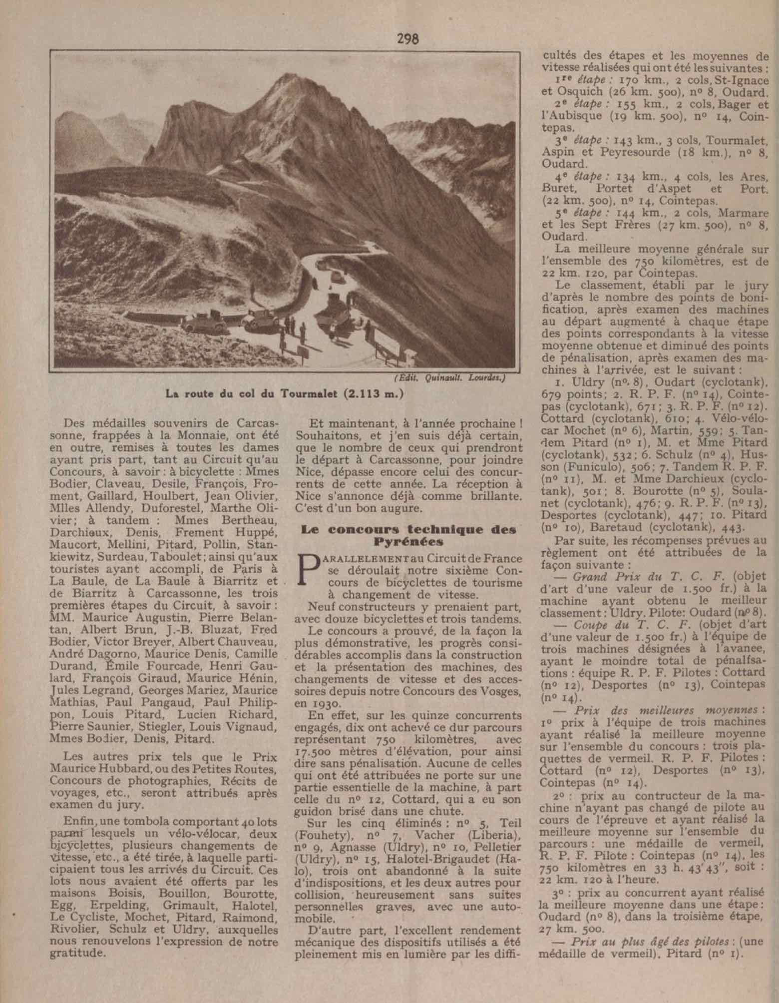 T.C.F. Revue Mensuelle September 1934 - Chronique cyclotouristique scan 2 main image