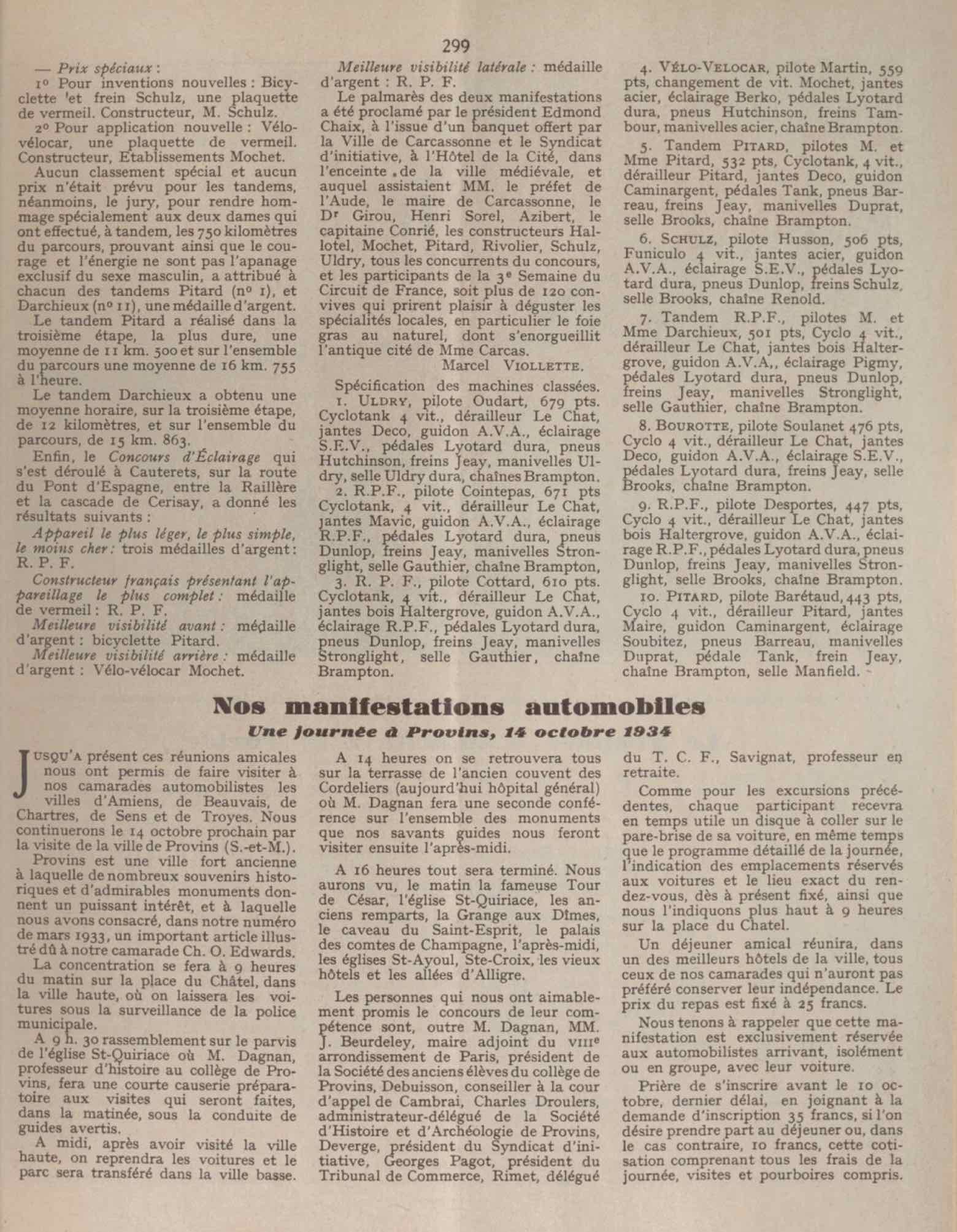 T.C.F. Revue Mensuelle September 1934 - Chronique cyclotouristique scan 3 main image
